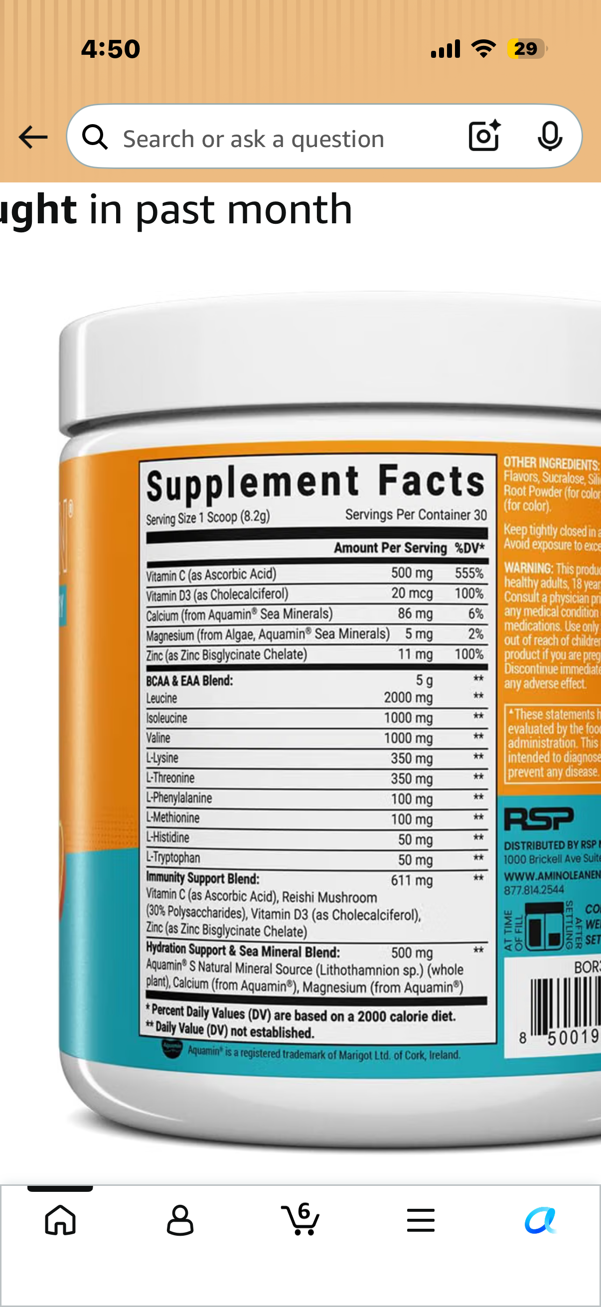 AminoLean Recovery Electrolytes Powder with Vegan BCAA + EAA Amino Acids 5g Vegan Amino Acids, Hydration, Electrolytes & Nootropic Reishi Mushrooms for Post Workout & Morning Recovery, Sugar Free
