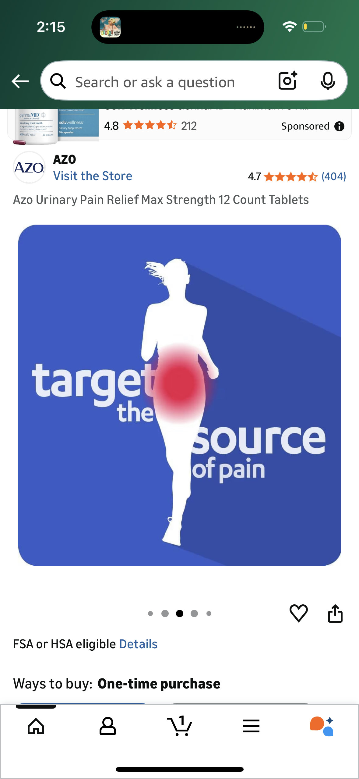 Azo Urinary Pain Relief Max Strength 12 Count Tablets