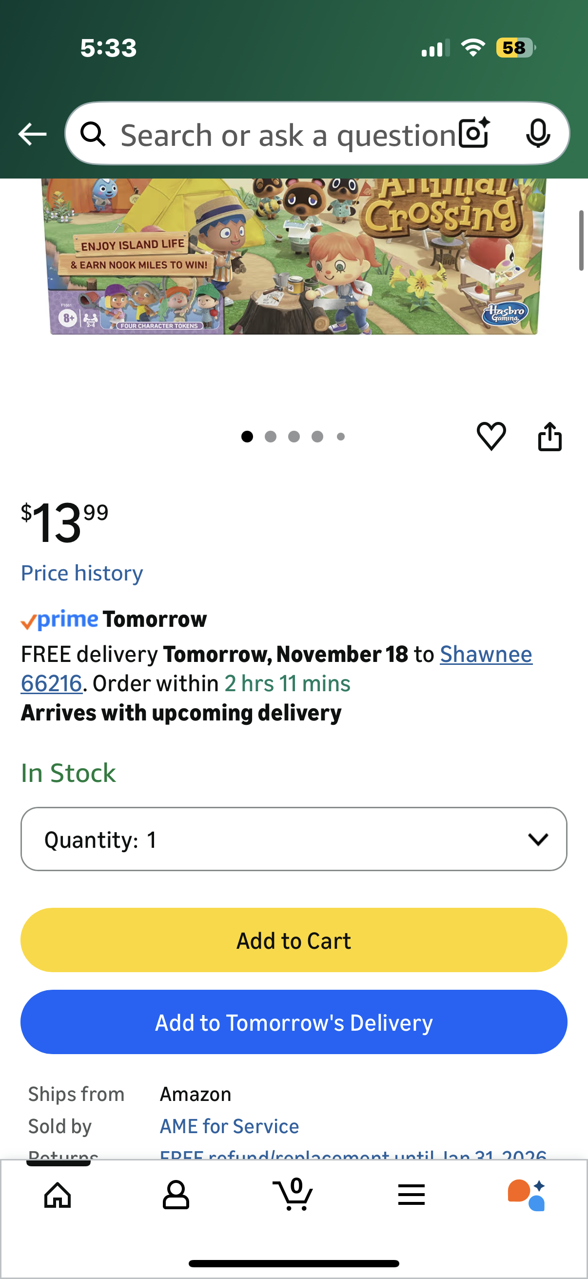 Monopoly Animal Crossing New Horizons Edition Board Game for Kids Ages 8 and Up for 2-4 Players Fun Game to Play