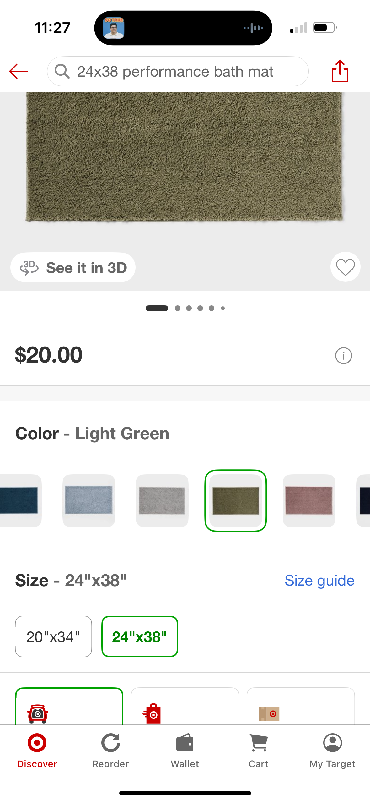 24"x38" Performance Plus Plush NonSkid Bath Rug Moss Green- Threshold™