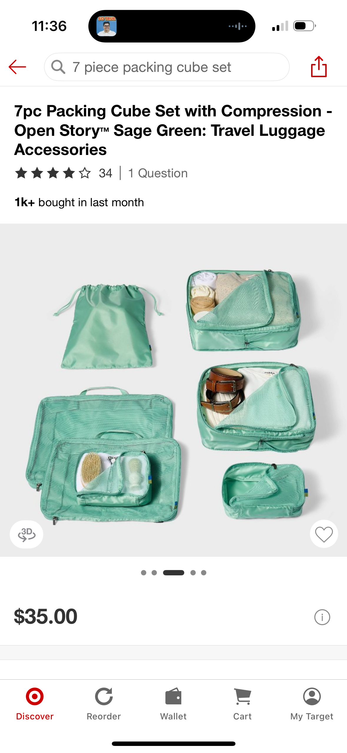 7pc Packing Cube Set with Compression - Open Story™ Sage Green: Travel Luggage Accessories