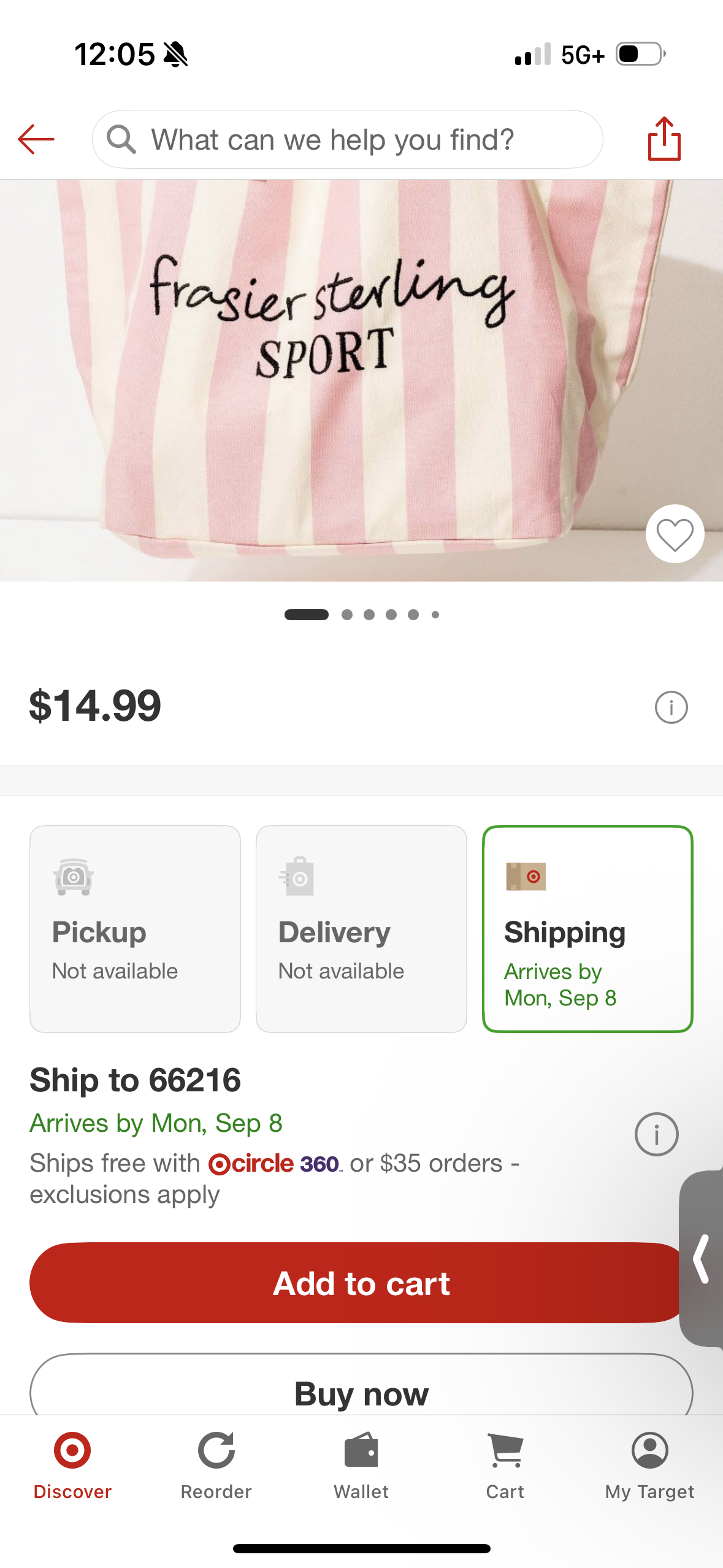 Frasier Sterling Sport Striped Tote Bag Cream/Pink: Cotton Canvas Handbag