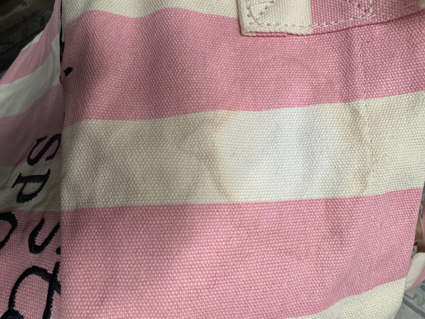 Frasier Sterling Sport Striped Tote Bag Cream/Pink: Cotton Canvas Handbag