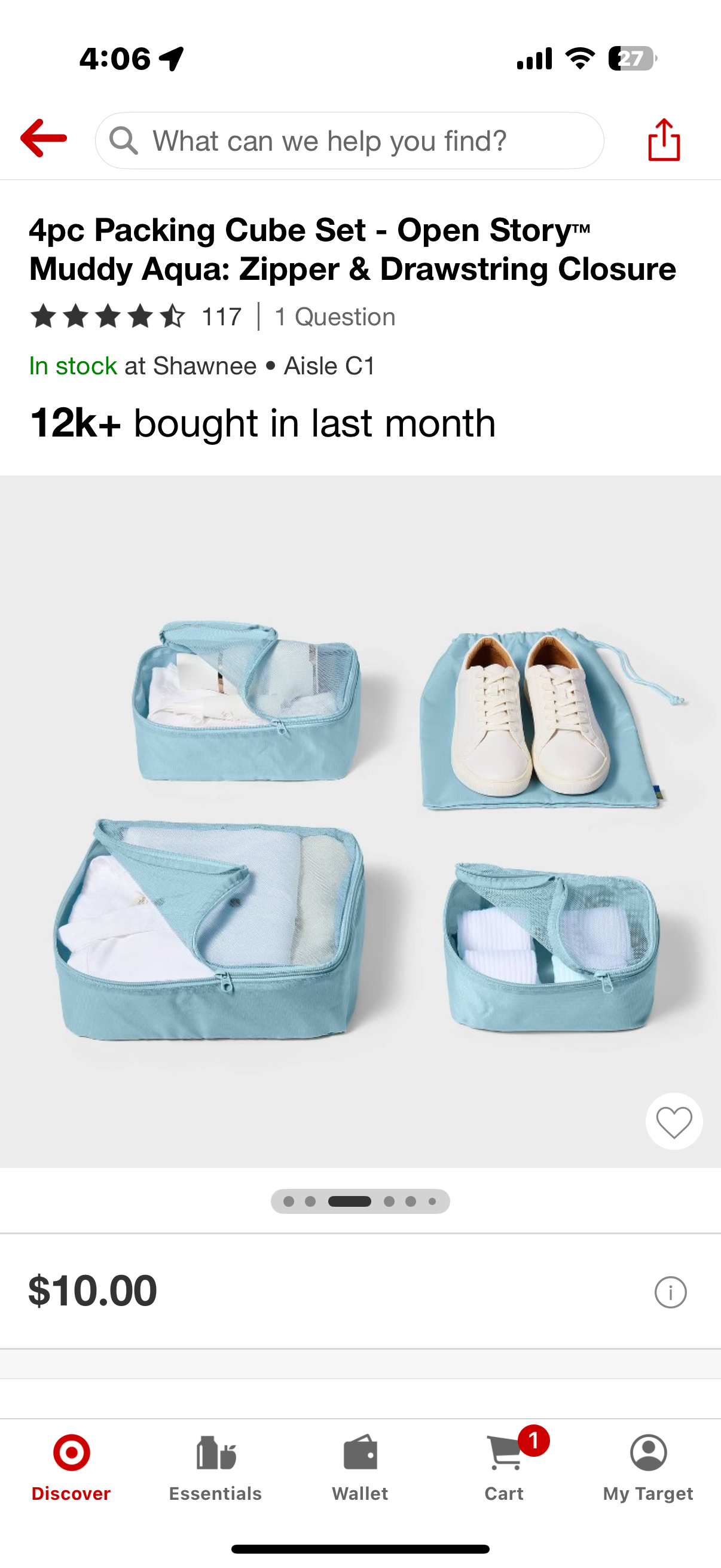4pc Packing Cube Set - Open Story™ Muddy Aqua: Zipper & Drawstring Closure