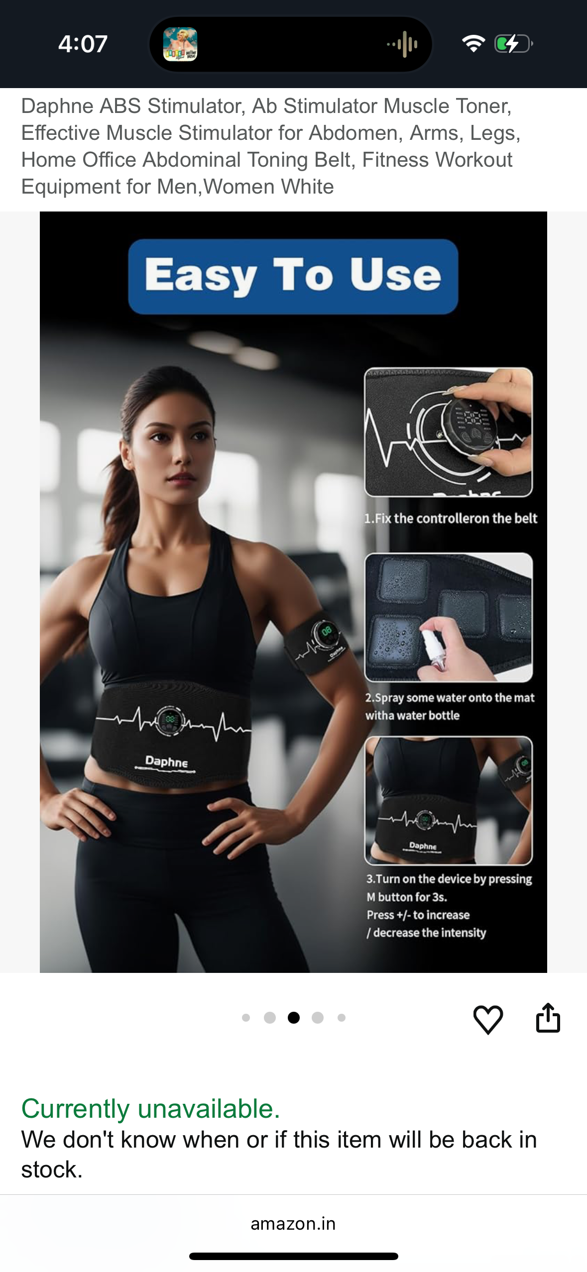Daphne ABS Stimulator, Ab Stimulator Muscle Toner, Effective Muscle Stimulator for Abdomen, Arms, Legs, Home Office Abdominal Toning Belt, Fitness Workout Equipment for Men,Women White