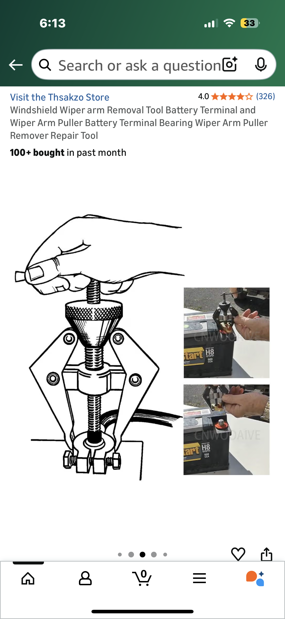 Battery Terminal and Wiper Arm Puller, Windshield Wiper arm Removal Tool, Suitable for Used to Remove Bolted-on Windshield Wiper arms That fit Over a Tapered Spline
