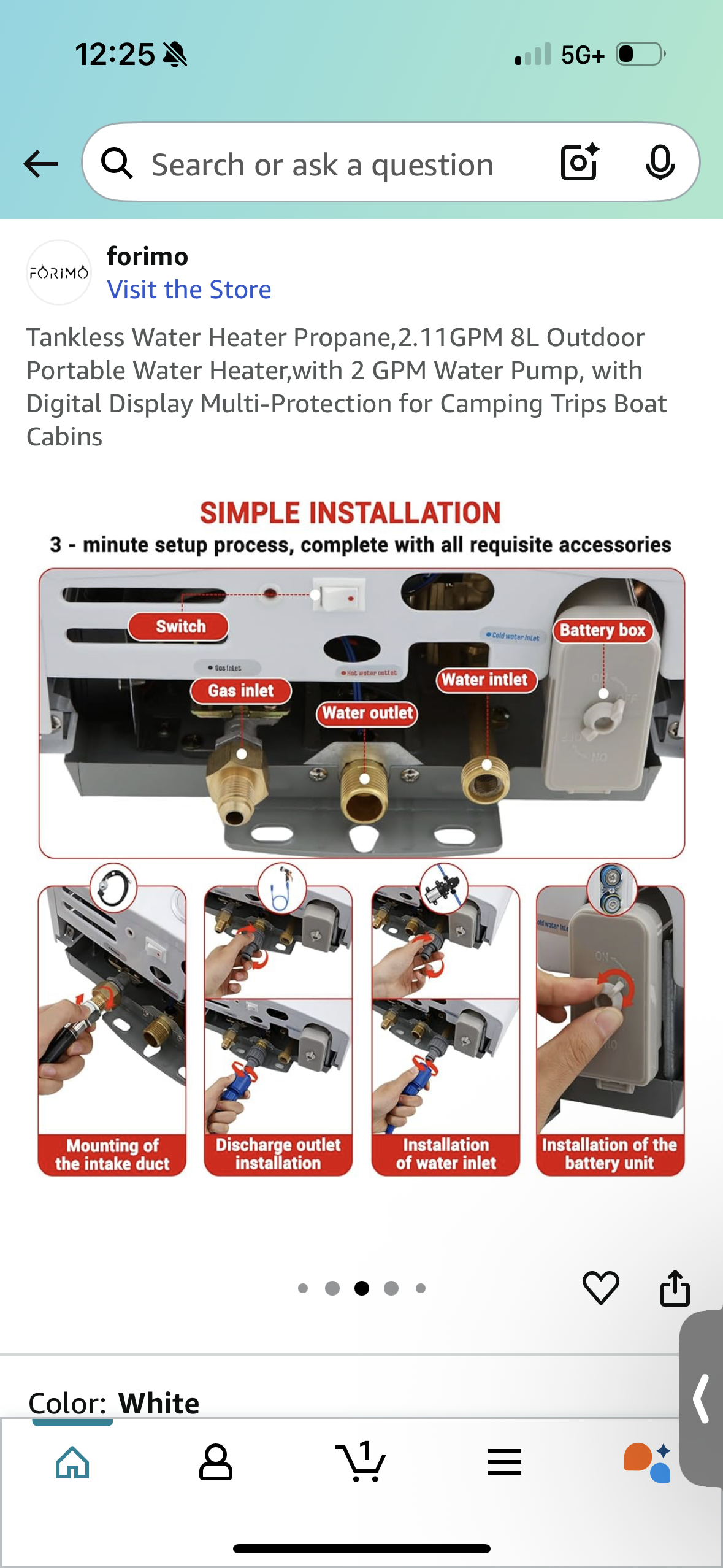 Tankless Water Heater Propane,2.11GPM 8L Outdoor Portable Water Heater,with 2 GPM Water Pump, with Digital Display Multi-Protection for Camping Trips Boat Cabins