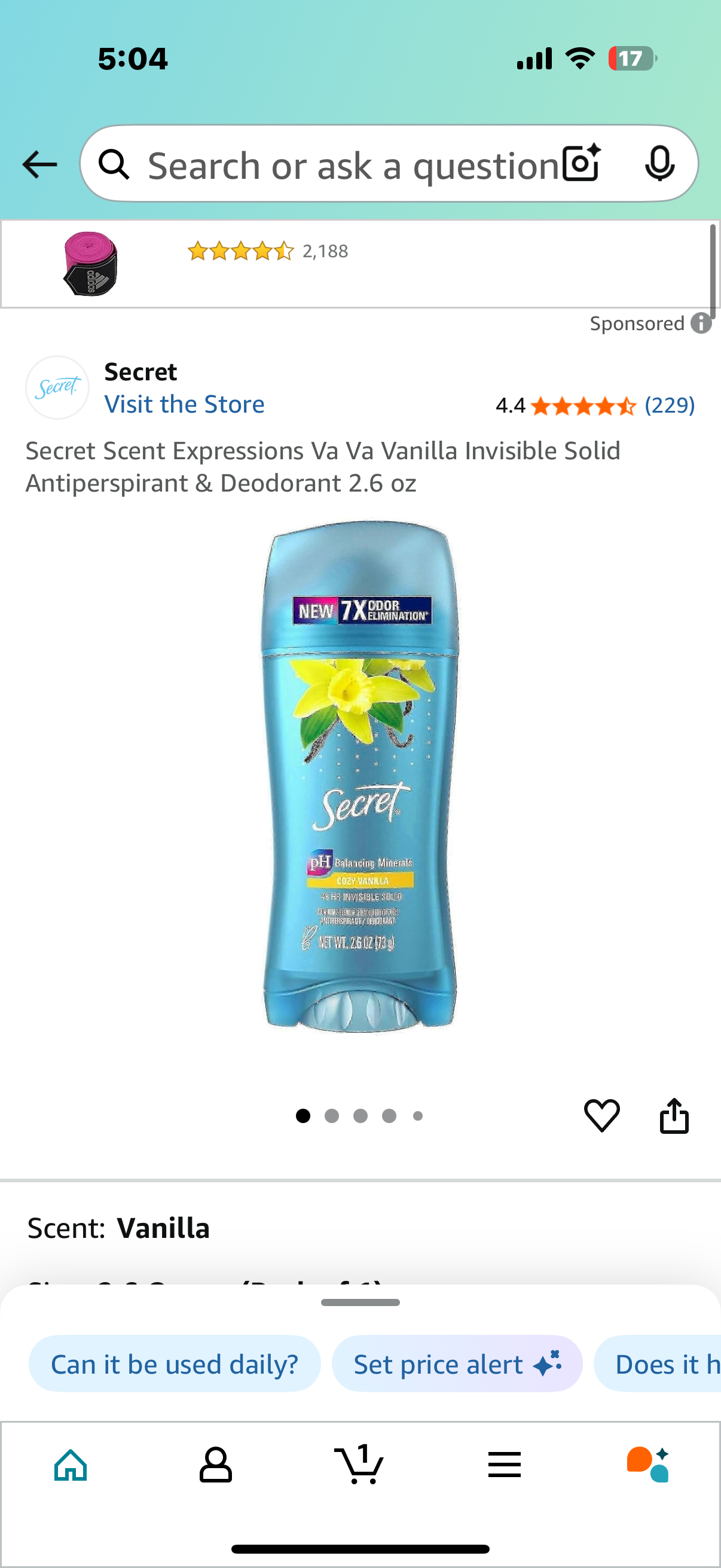 Secret Scent Expressions Va Va Vanilla Invisible Solid Antiperspirant & Deodorant 2.6 oz