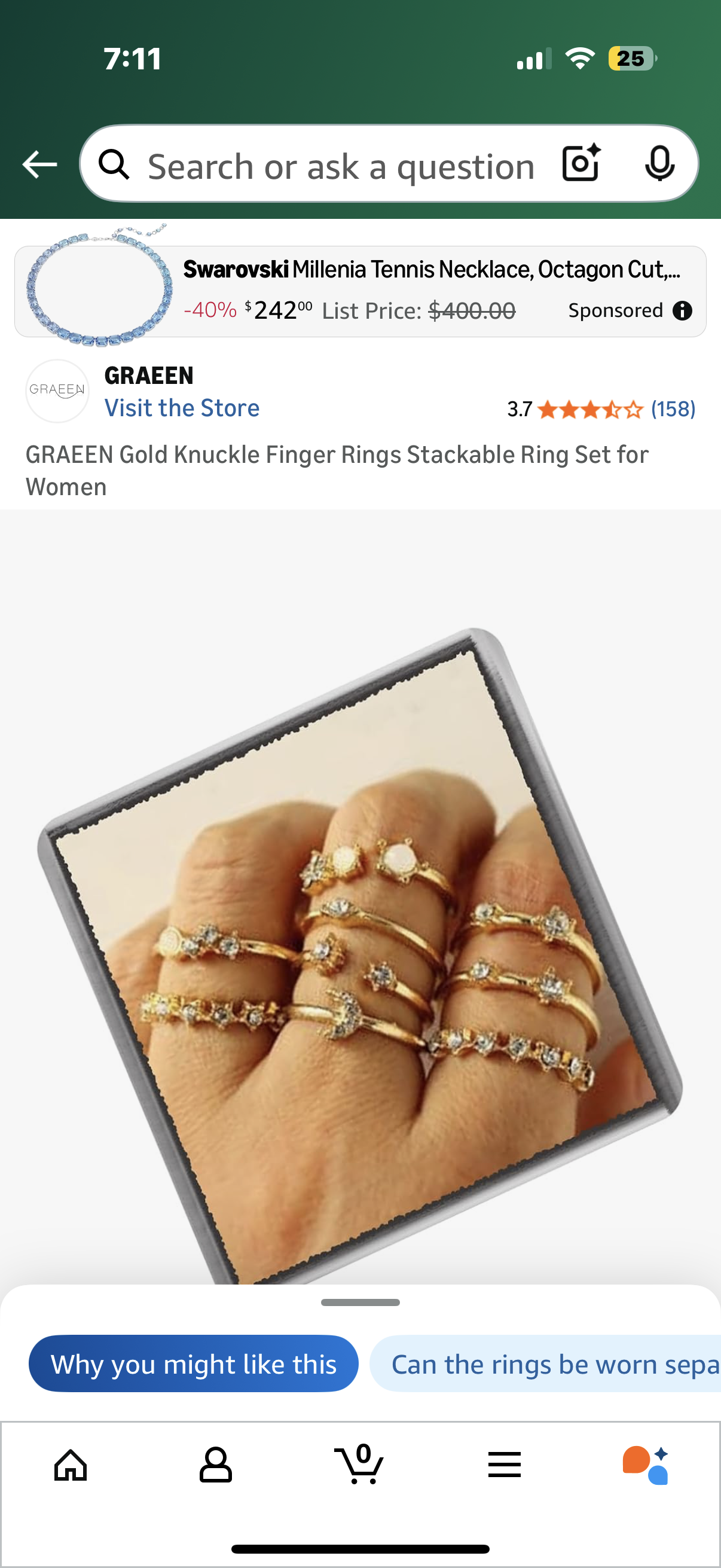 Gold Knuckle Finger Rings Stackable Ring Set