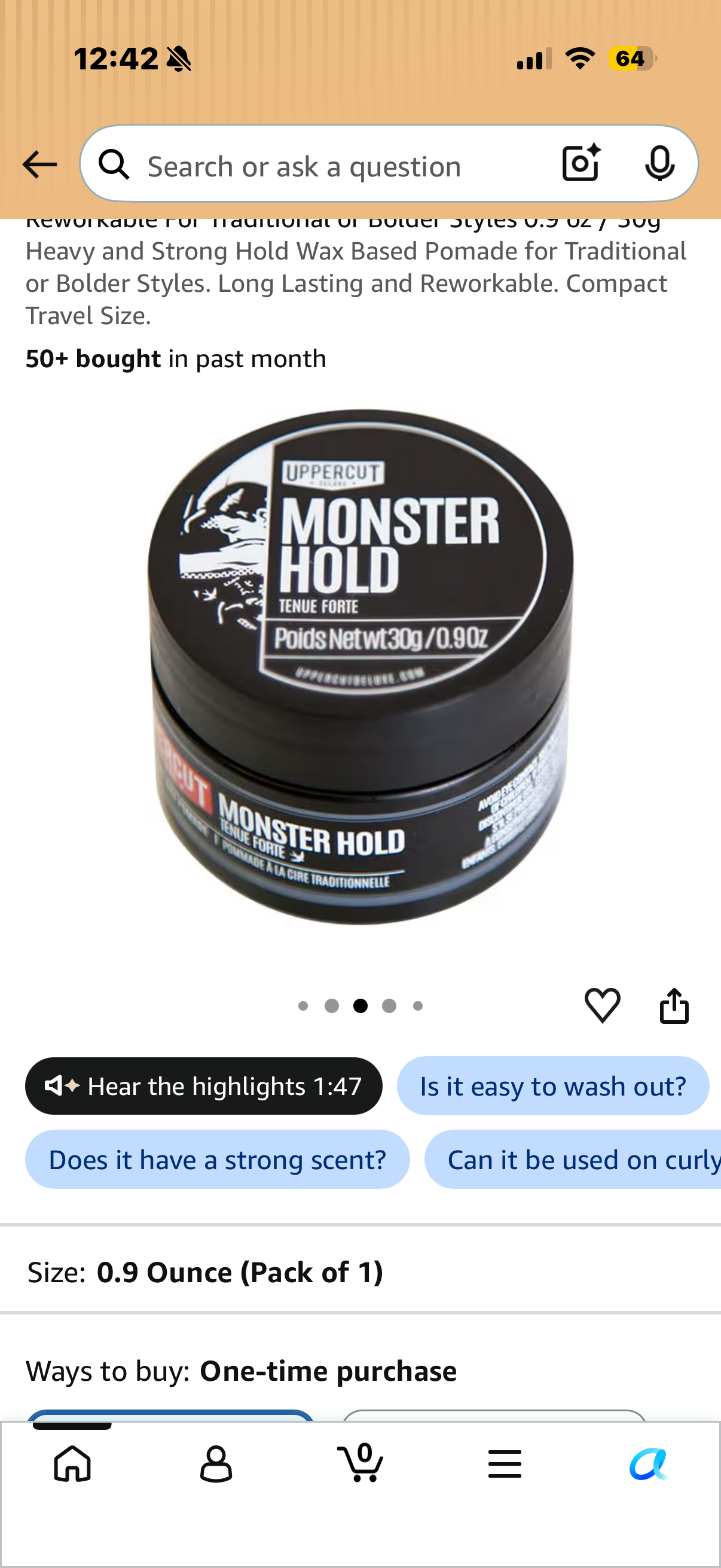 6 PM - Door Buster UPPERCUT DELUXE Monster Hold Pomade Midi, Heavy Hold Travel Size