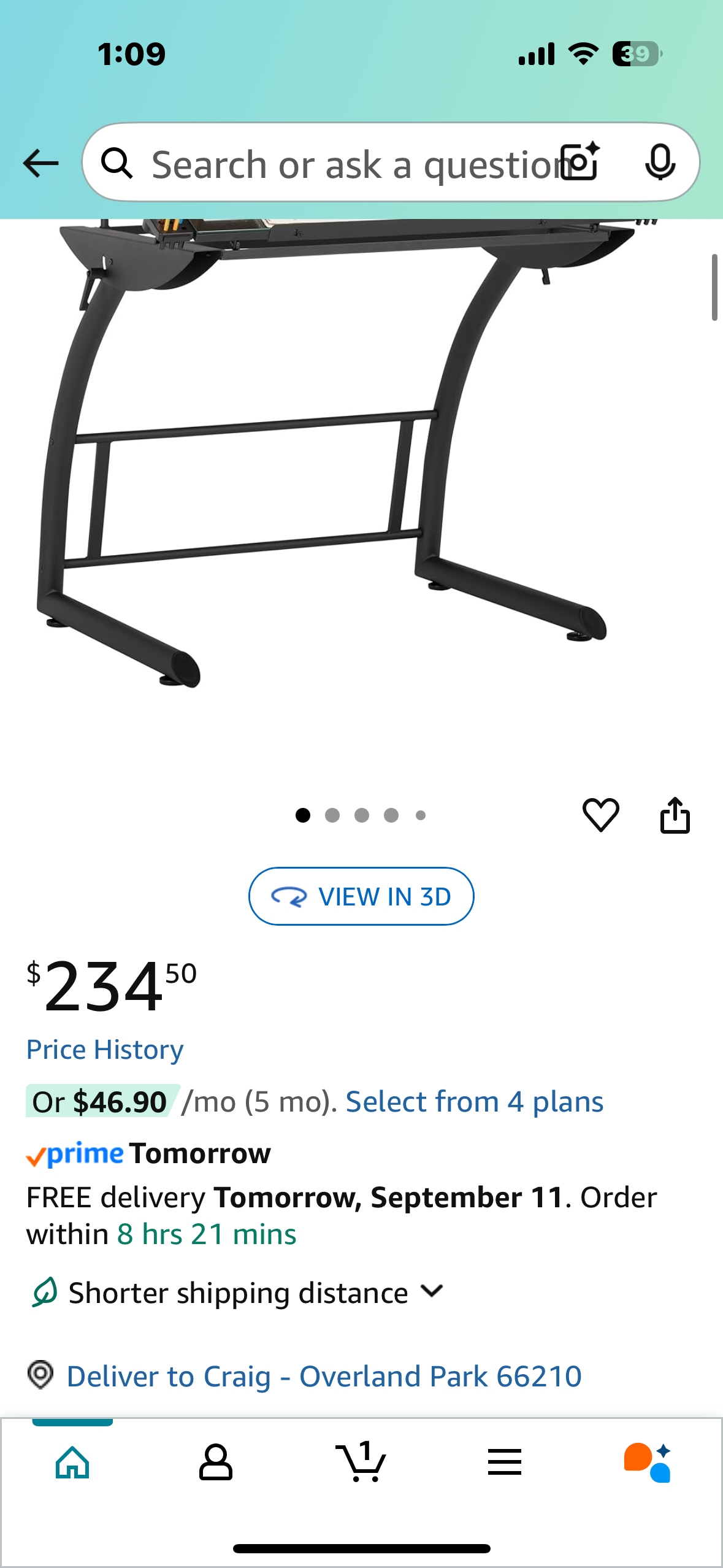 SD Studio Designs Triflex Drawing Table, Sit to Stand Up Adjustable Office Home Computer Desk, 35.25" W X 23.5" D, Charcoal Black/Clear Glass (O438)
