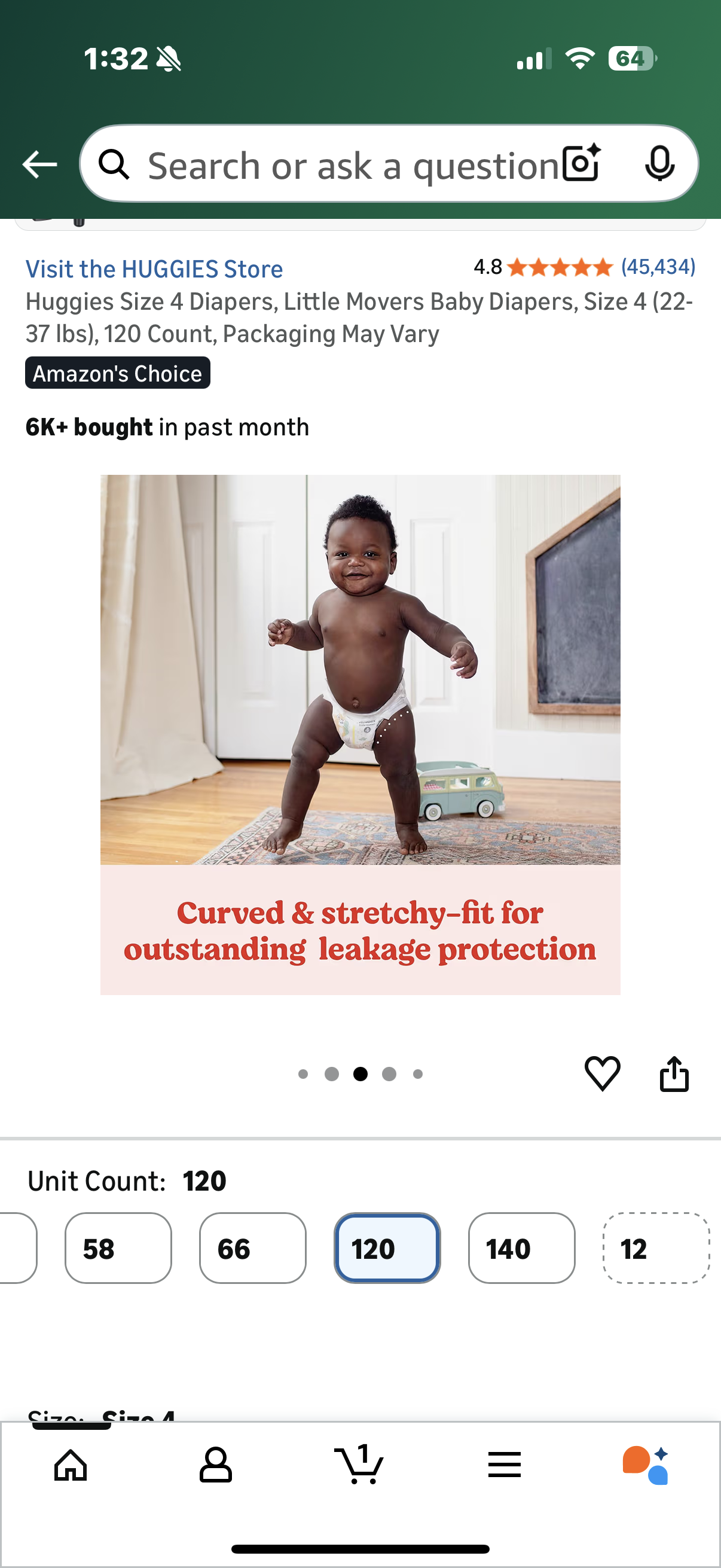 Huggies Size 4 Diapers, Little Movers Baby Diapers, Size 4 (22-37 lbs), 120 Count, Packaging May Vary