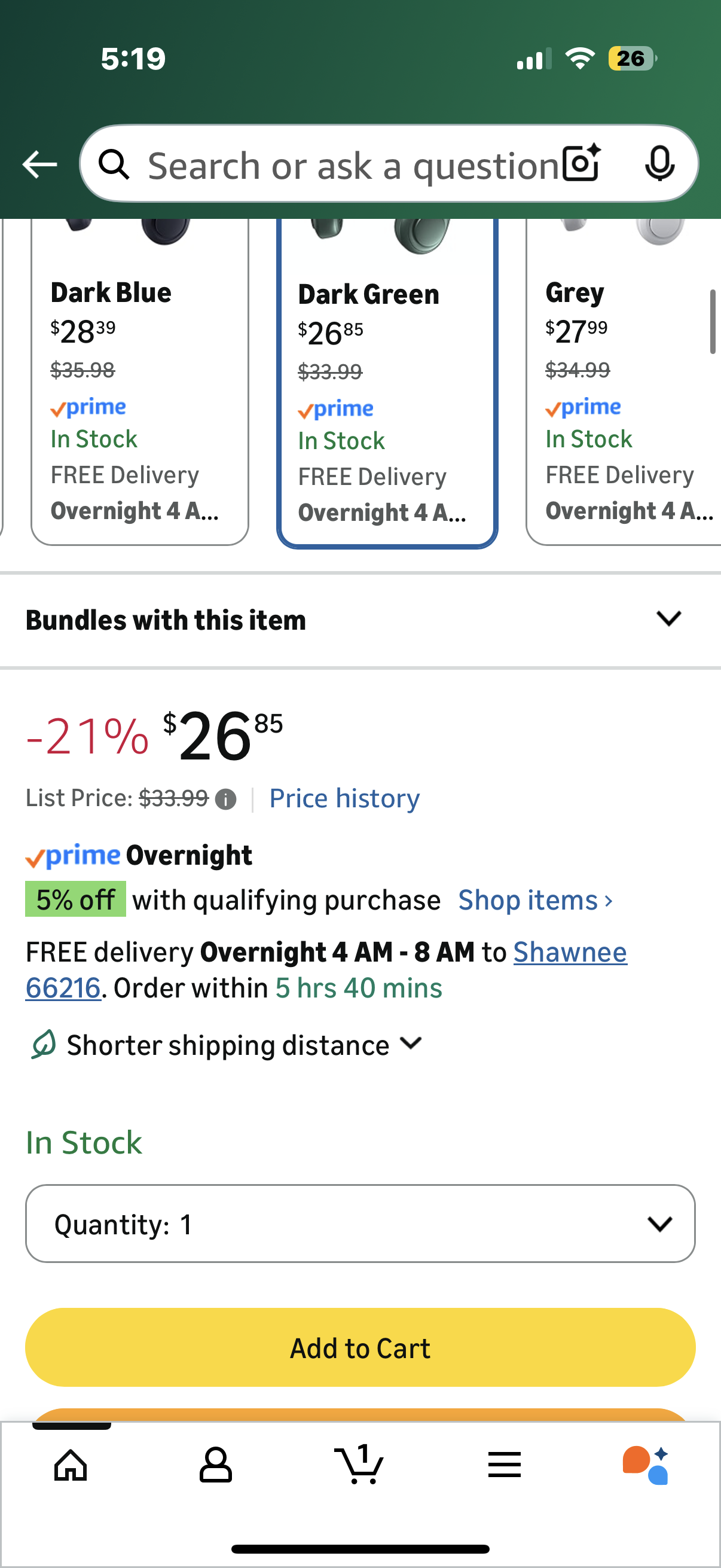 JISULIFE Portable Neck Fan, Hands Free Bladeless Fan, 5 Speeds, 4000 mAh Battery Operated Wearable Personal Fan, Twistable, Rechargeable, Gift for Women Men-Dark Green