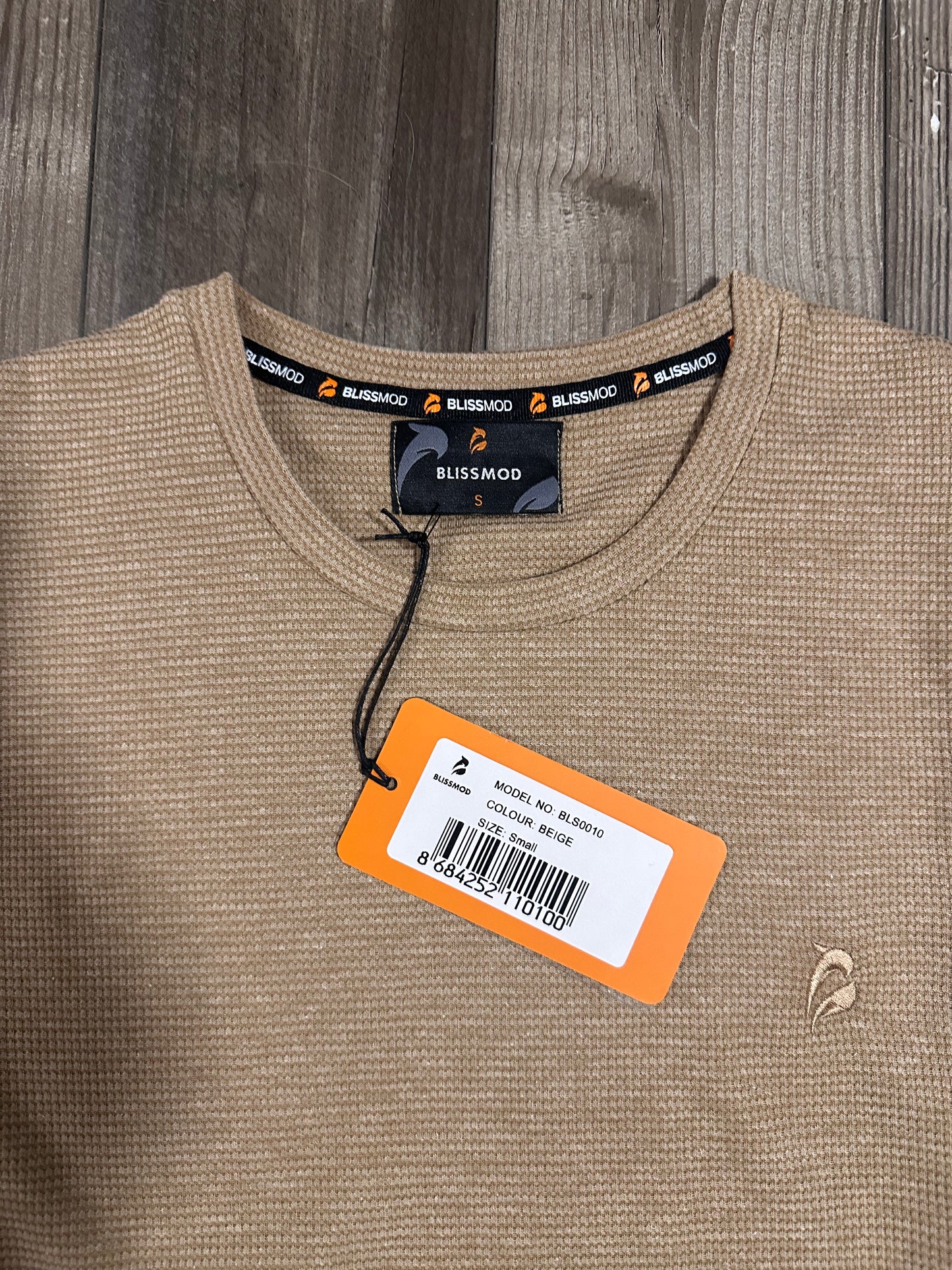 Men’s Trendy Beige Short Sleeve Shirt (Size S)