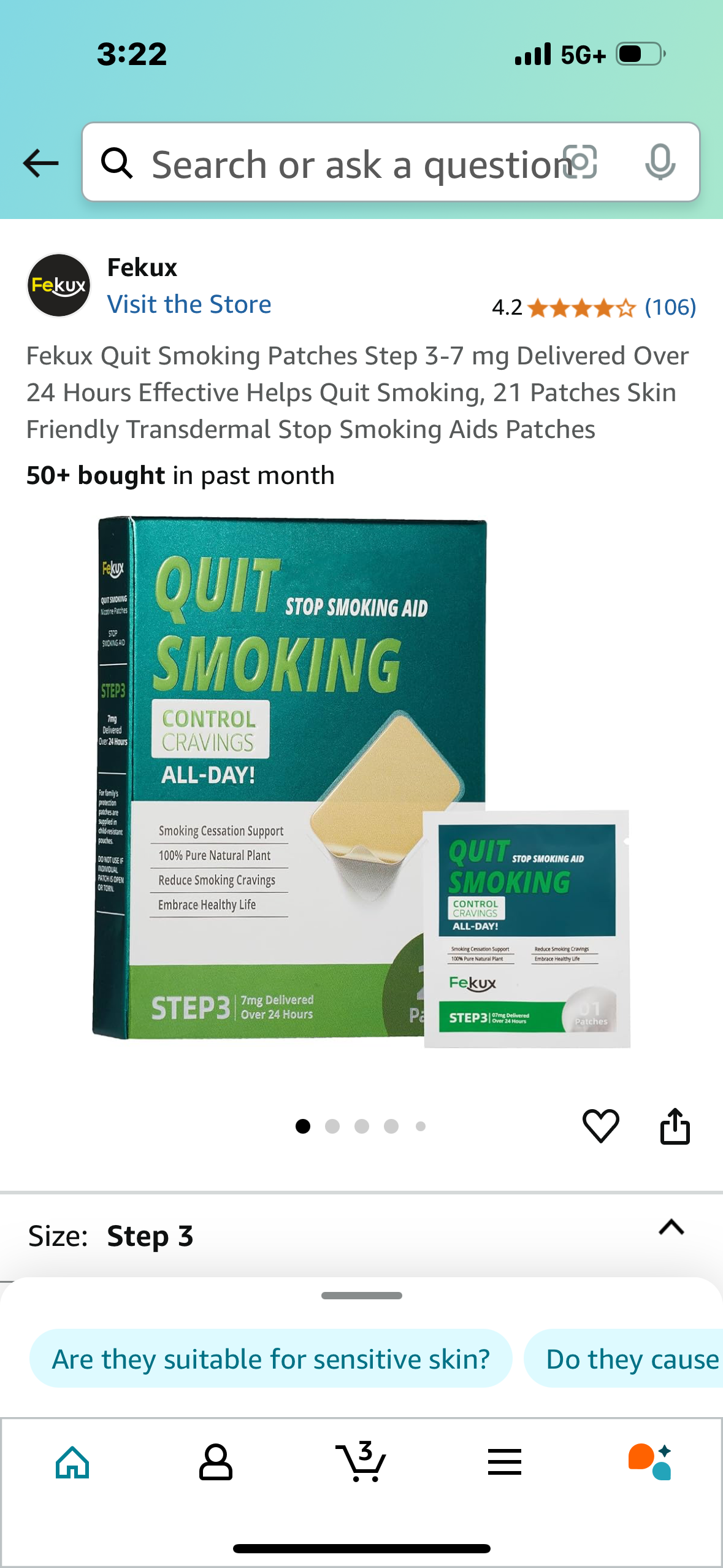 Quit Smoking Patches Step 3-7 mg Delivered Over 24 Hours Effective Helps Quit Smoking, 21 Patches Skin Friendly Transdermal Stop Smoking Aids Patches
