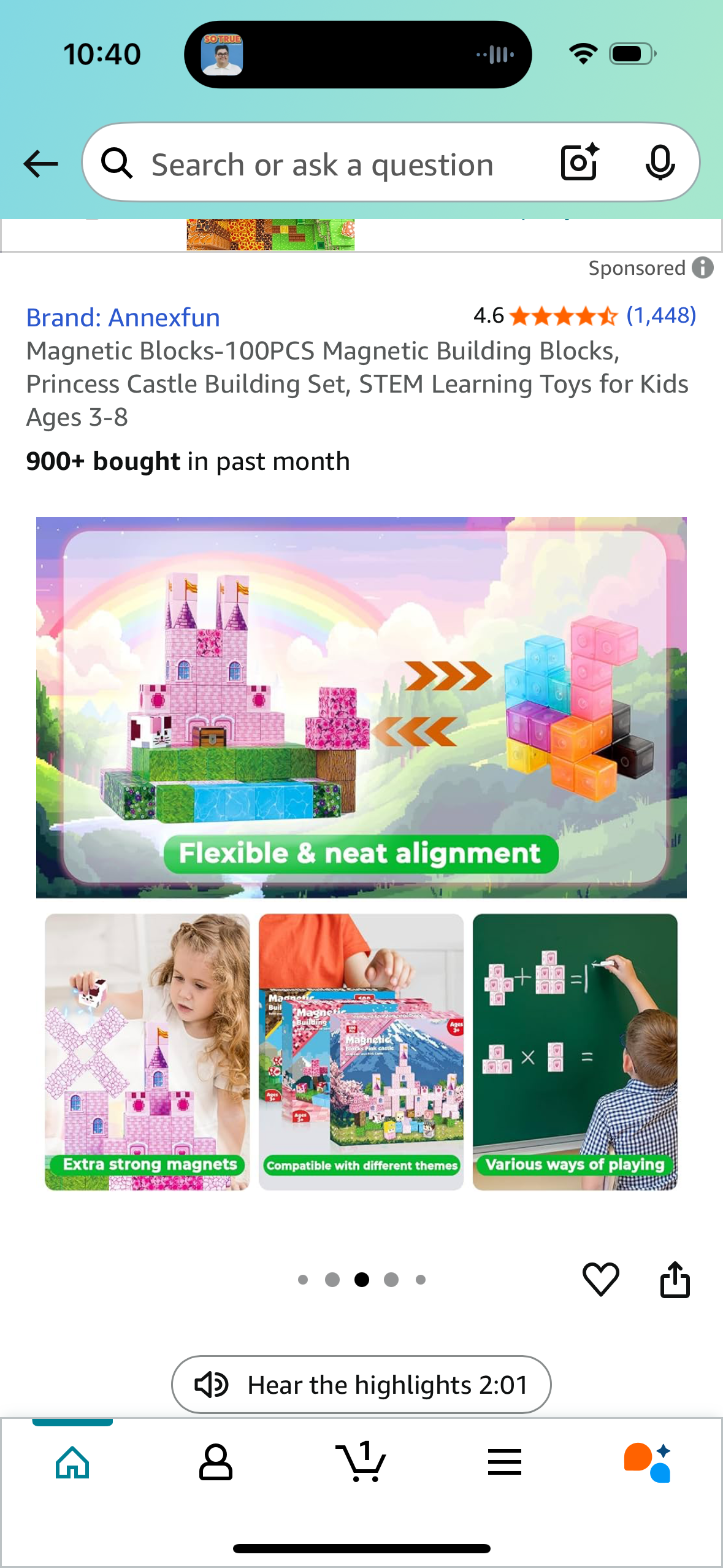 Magnetic Blocks-100PCS Magnetic Building Blocks, Princess Castle Building Set, STEM Learning Toys for Kids Ages 3-8