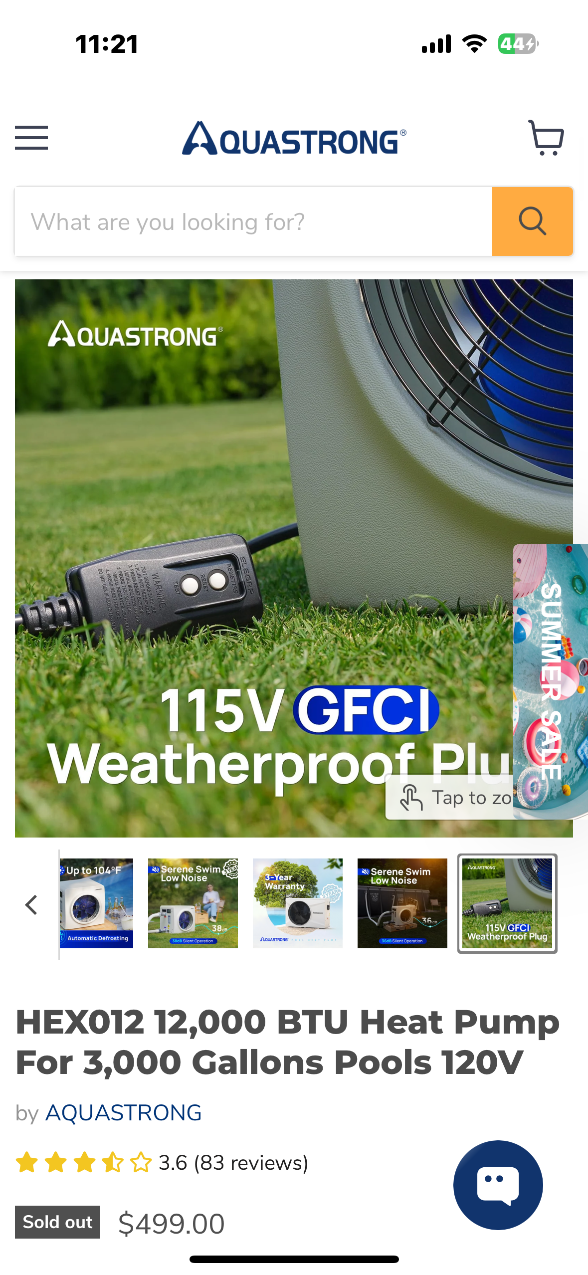 HEX012 12,000 BTU Heat Pump For 3,000 Gallons Pools 120V (W433)