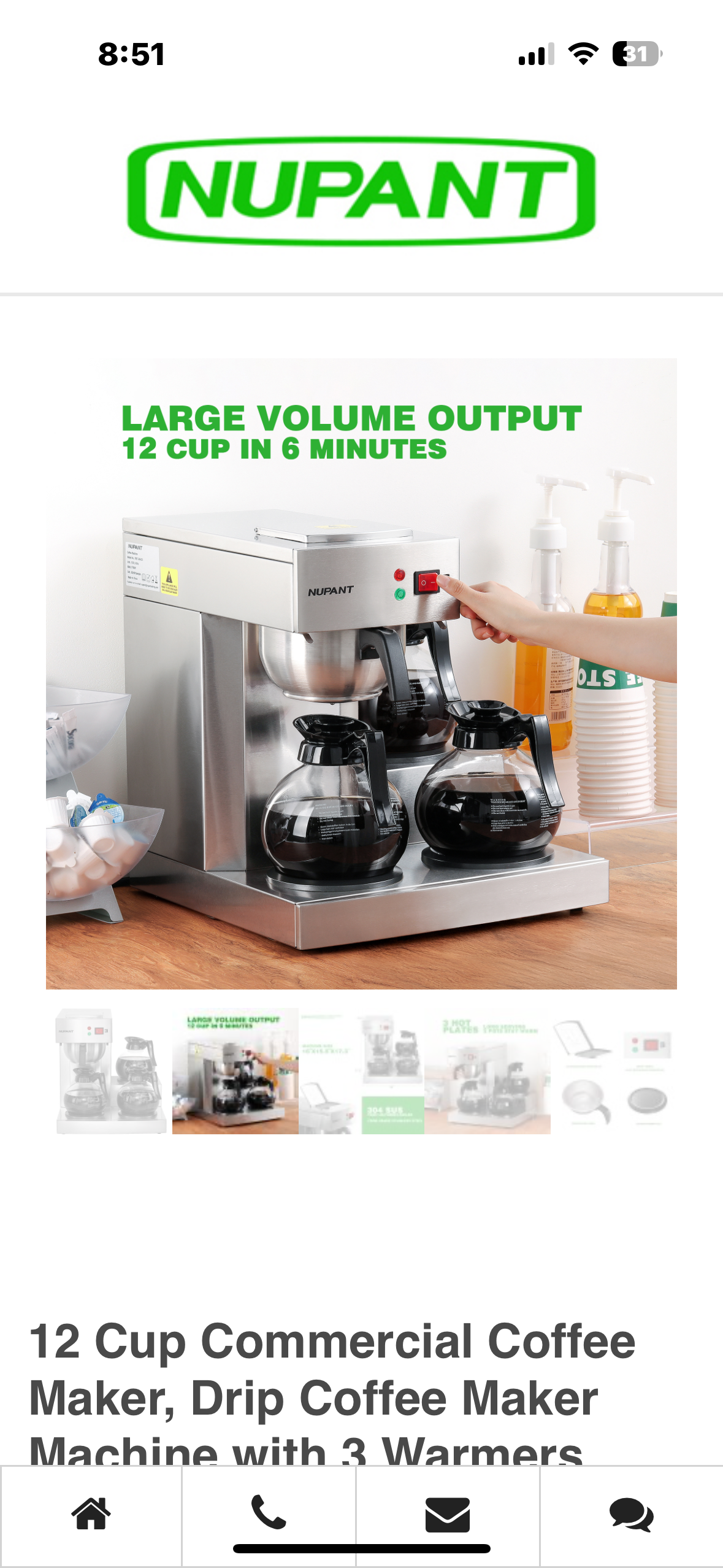 12 Cup Commercial Coffee Maker, Drip Coffee Maker Machine with 3 Warmers Plate and 3 Glass Decanters, Stainless Steel Pour Over Commercial Coffee Brewer for Restaurant, Office, Cafe Use R650)