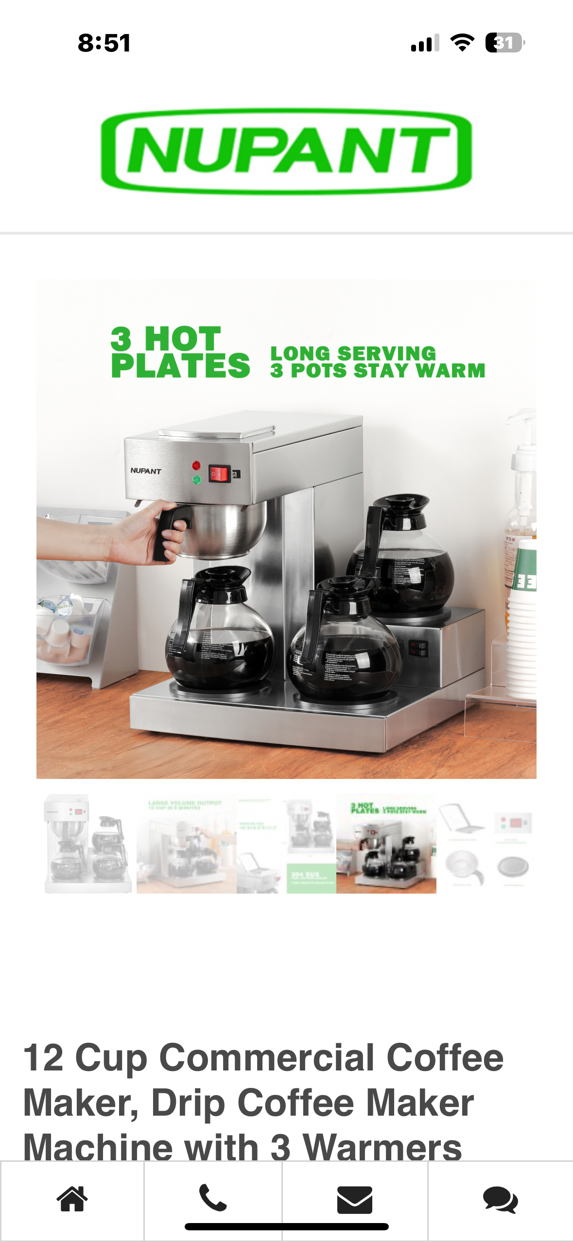 12 Cup Commercial Coffee Maker, Drip Coffee Maker Machine with 3 Warmers Plate and 3 Glass Decanters, Stainless Steel Pour Over Commercial Coffee Brewer for Restaurant, Office, Cafe Use R650)