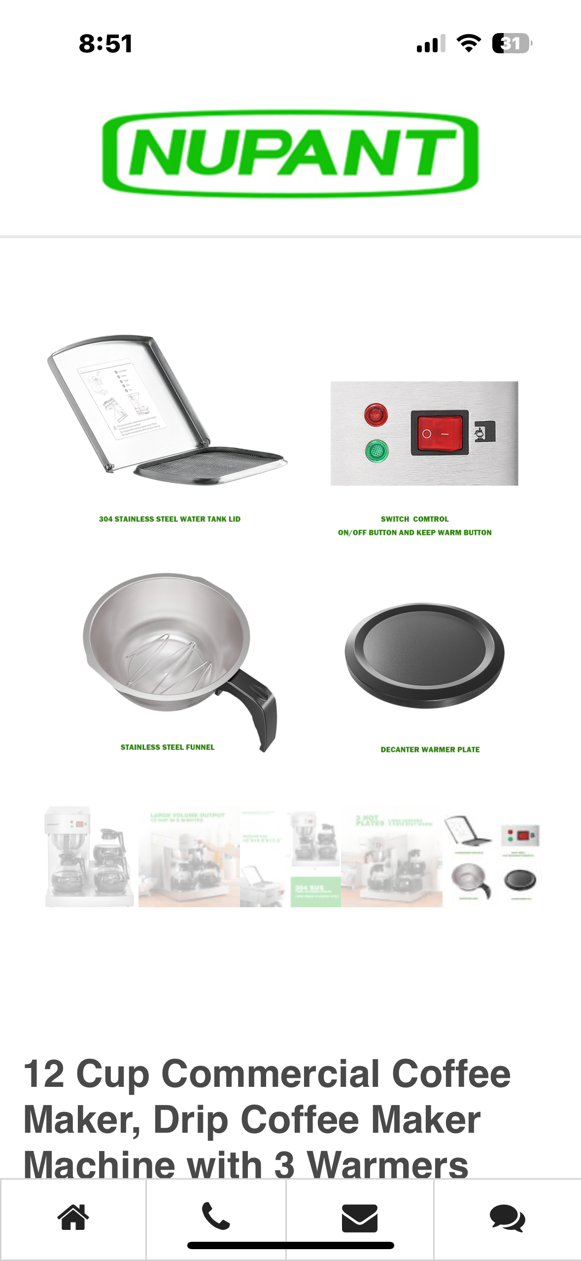 12 Cup Commercial Coffee Maker, Drip Coffee Maker Machine with 3 Warmers Plate and 3 Glass Decanters, Stainless Steel Pour Over Commercial Coffee Brewer for Restaurant, Office, Cafe Use R650)