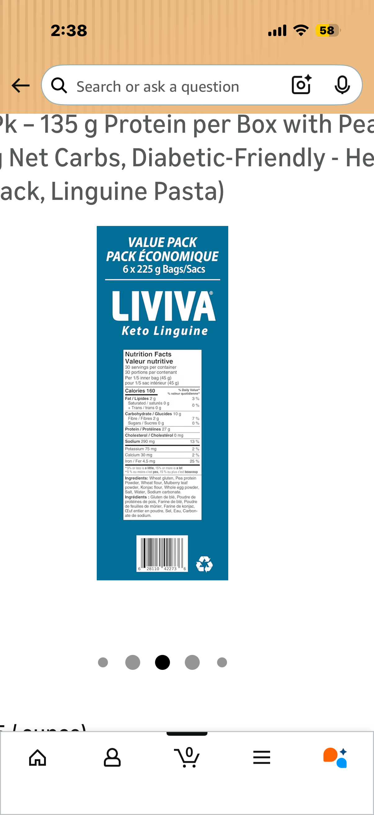 LIVIVA Low Carb High Protein KETO Value Pack Spaghetti Noodle Pasta 6 Pk – 135 g Protein per Box with Pea Protein & Konjac Flour - 8g Net Carbs, Diabetic-Friendly - Healthy Al Dente Pasta (6 Pack, Linguine Pasta