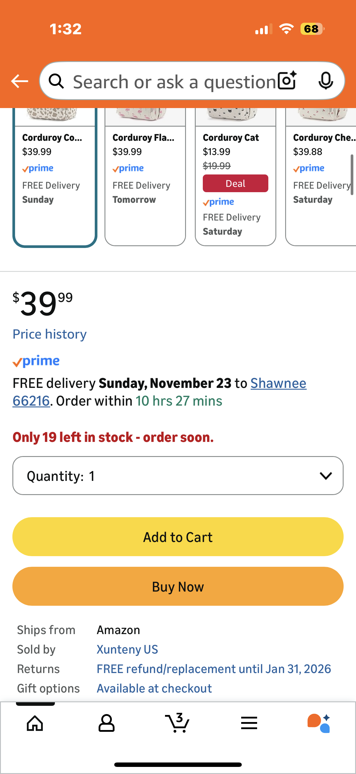 Women Corduroy College School Backpack Bookbag, 15.6 Inch Travel Laptop Backpack Casual Daypack (Cow Print Khaki