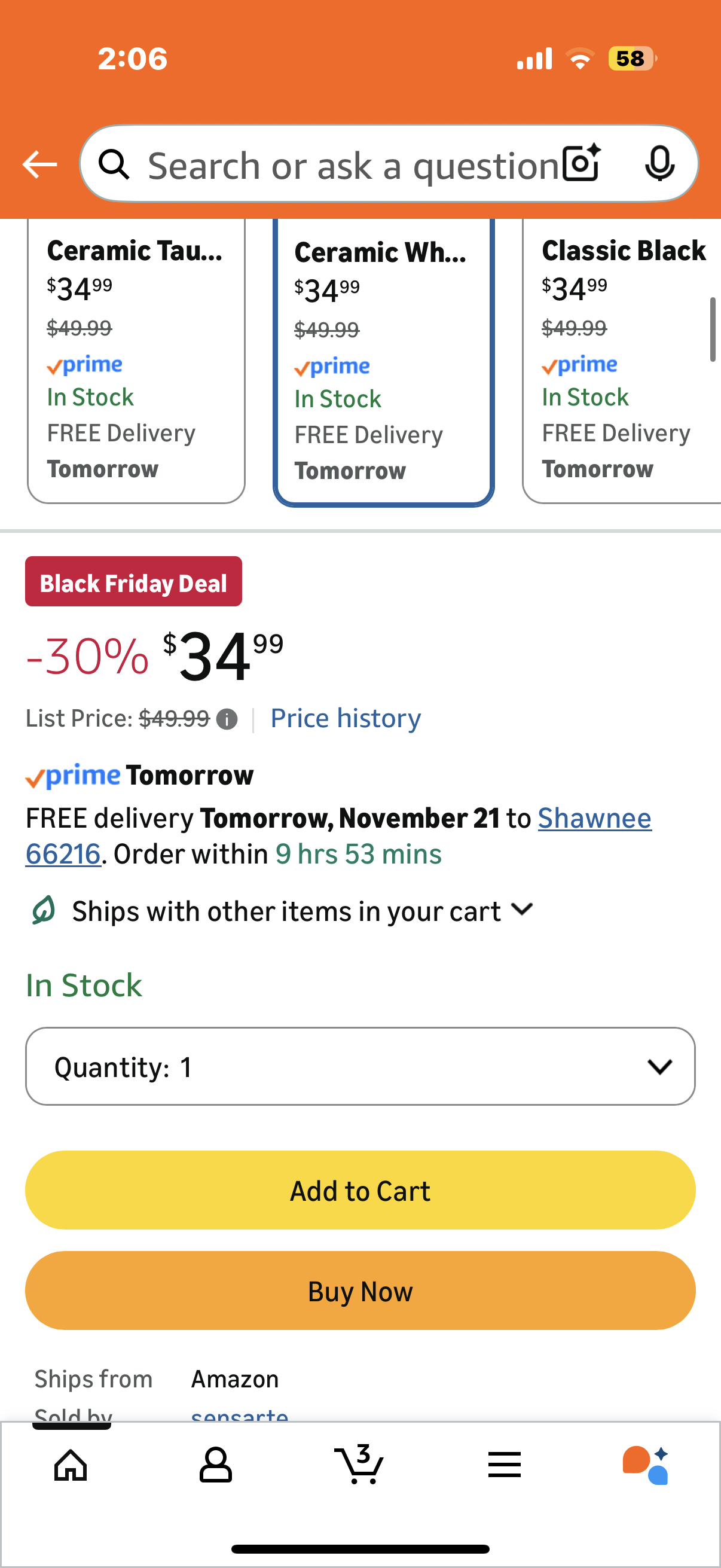 SENSARTE Ceramic Nonstick Frying Pan Skillet with Lid, 10.5 Inch Deep Frying Pan, 3.8 Qt Saute Pan, Induction Pan, Healthy Non Toxic Cooking Pan with Helper Handle, PFOA PFAS PTFE Free