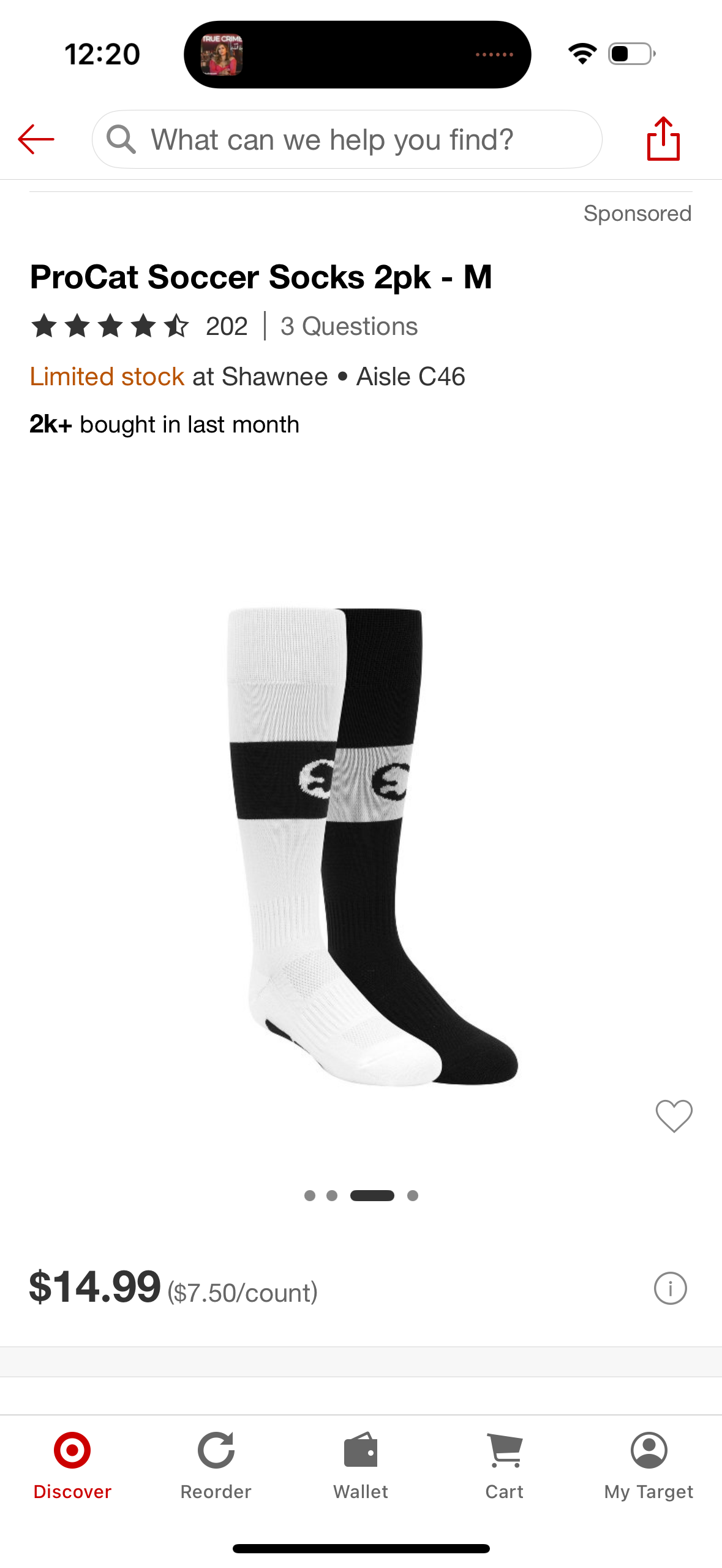ProCat Soccer Socks 2pk - M