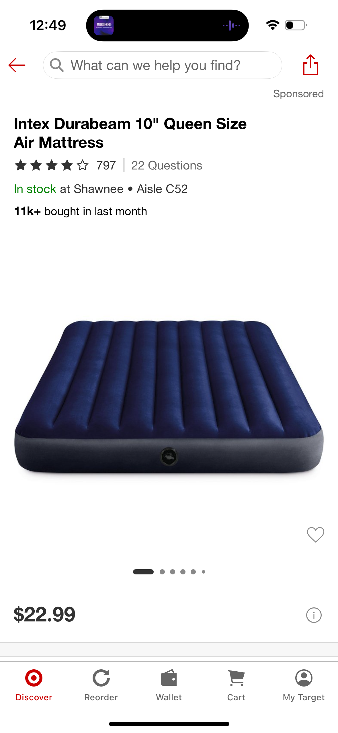 Intex Durabeam 10" Queen Size Air Mattress