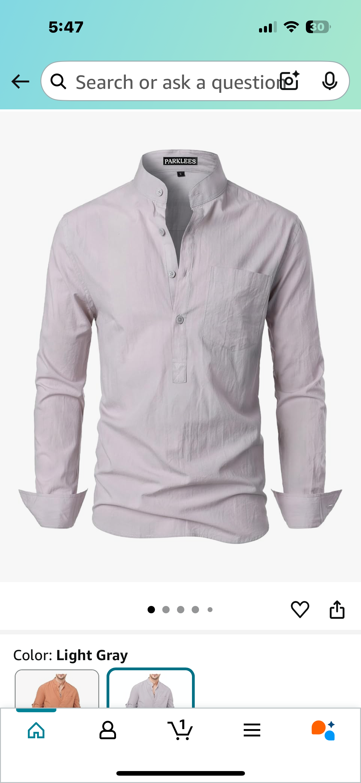 Men's Cotton Henley Shirt, Lightweight Long Sleeve Casual Top (Size XL)