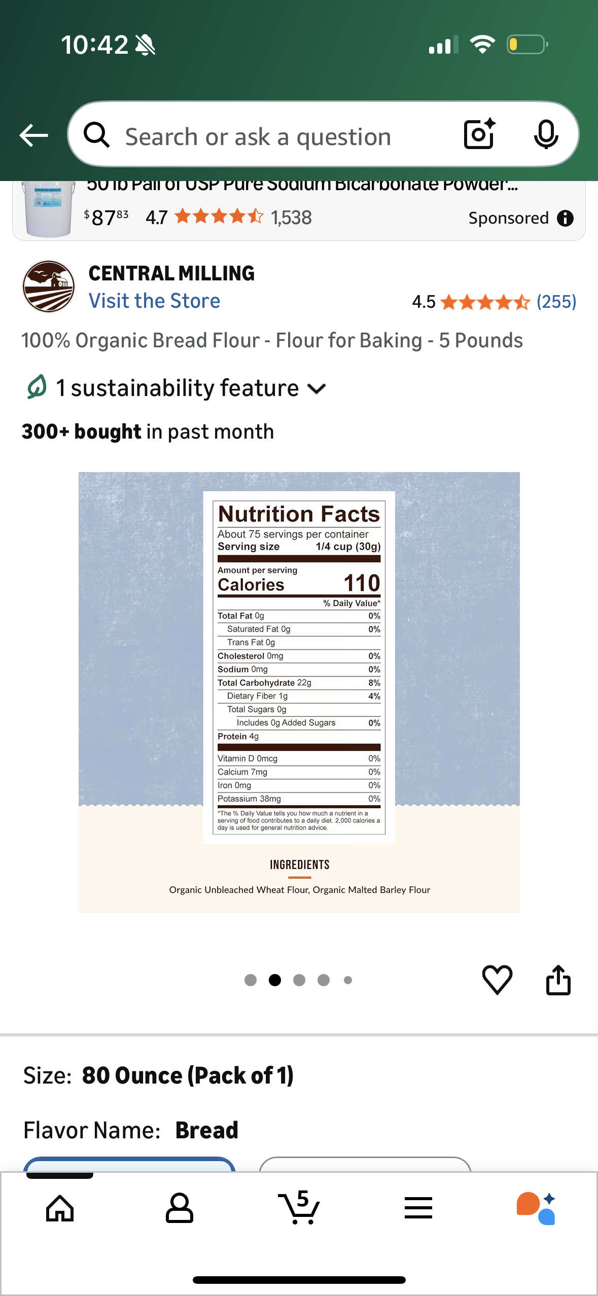 100% Organic Bread Flour - Flour for Baking - 5 Pounds