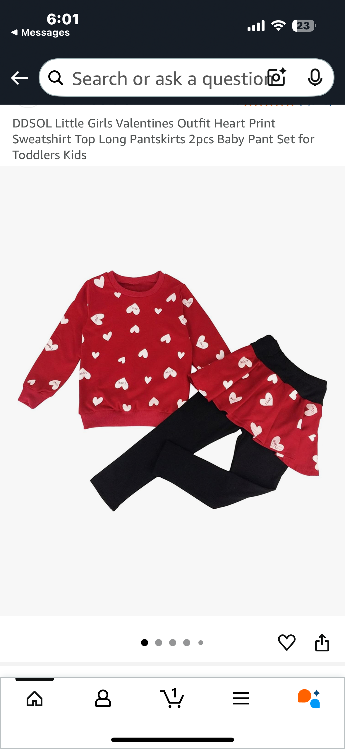Little Girls Valentines Outfit, Heart Print Sweatshirt Top, Long Pants Skirt, 2pc Set (Size 4T)