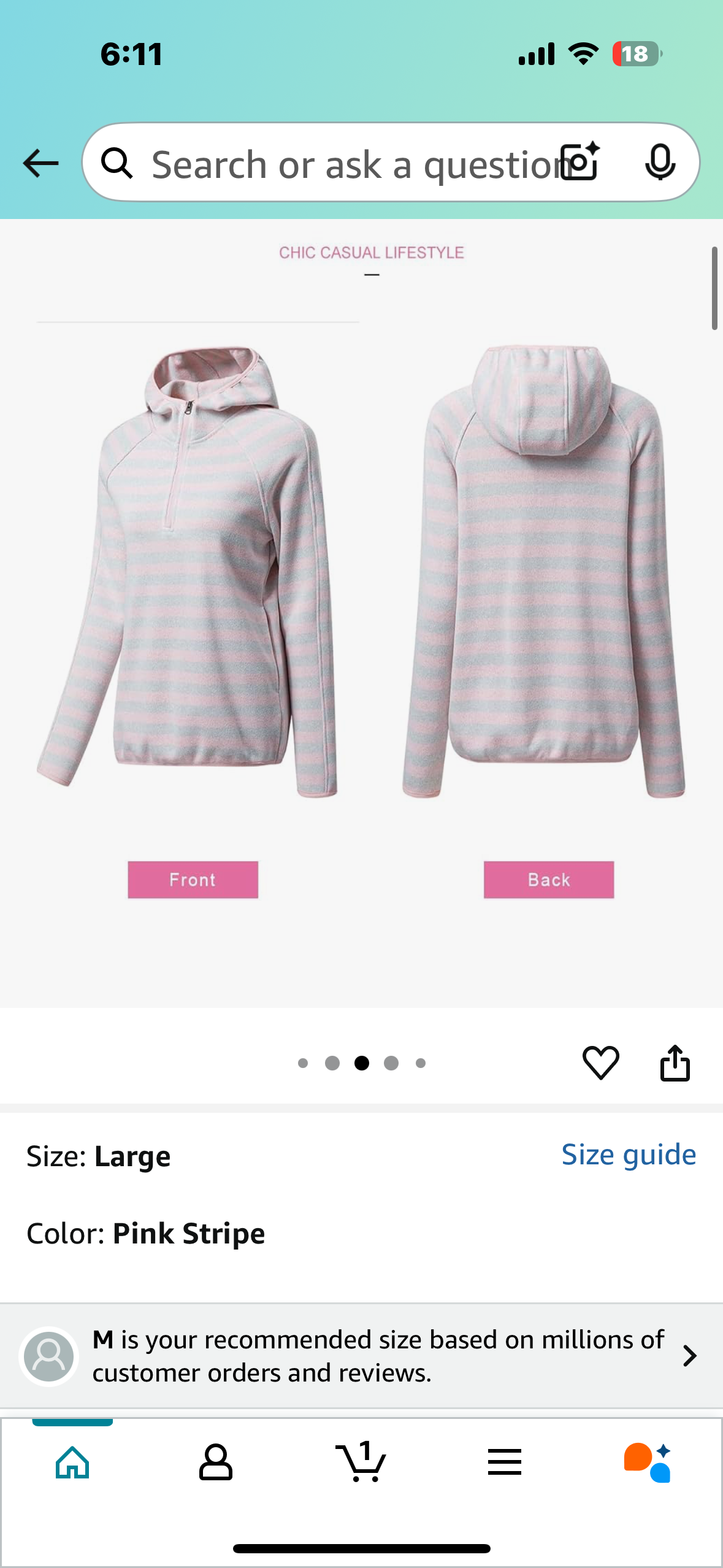 Women’s Casual Long Sleeve Half Zip Pullover Hoodie, Loose Blue and White Striped Hooded Sweatshirt with Pocket (Size Large)