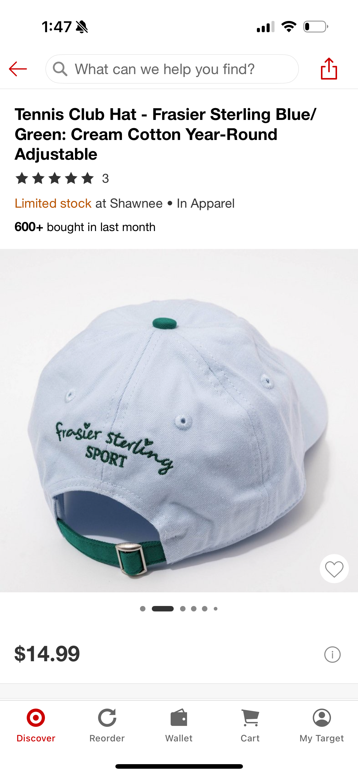 Tennis Club Hat - Frasier Sterling Blue/ Green: Cream Cotton Year-Round Adjustable