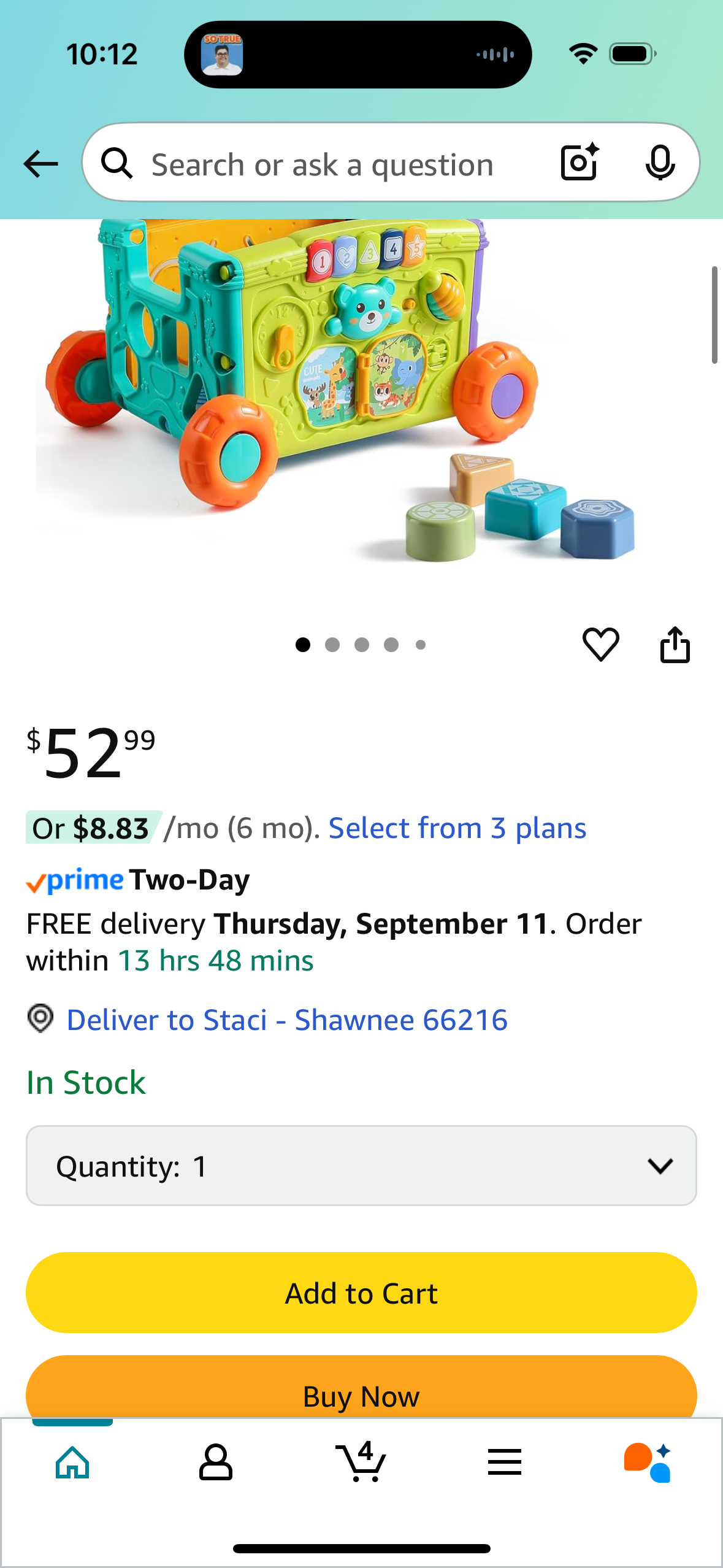 Interactive Learning Push Walker Toy for Toddlers, Musical Activity Wagon with Handle, Educational Rolling Cart with Blocks,Suitable for 18 Month Old Boys and Girls