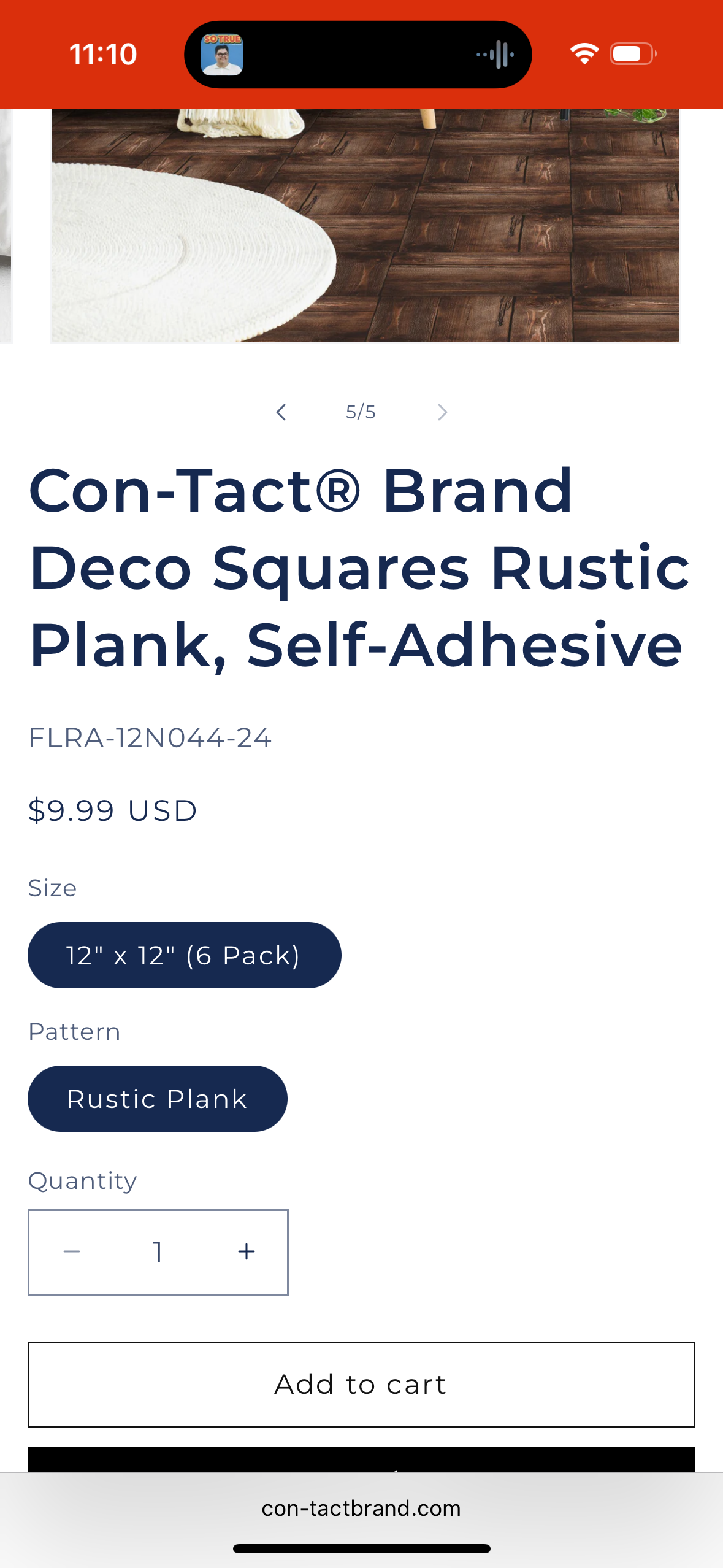 Con-Tact® Brand Deco Squares Rustic Plank, Self-Adhesive