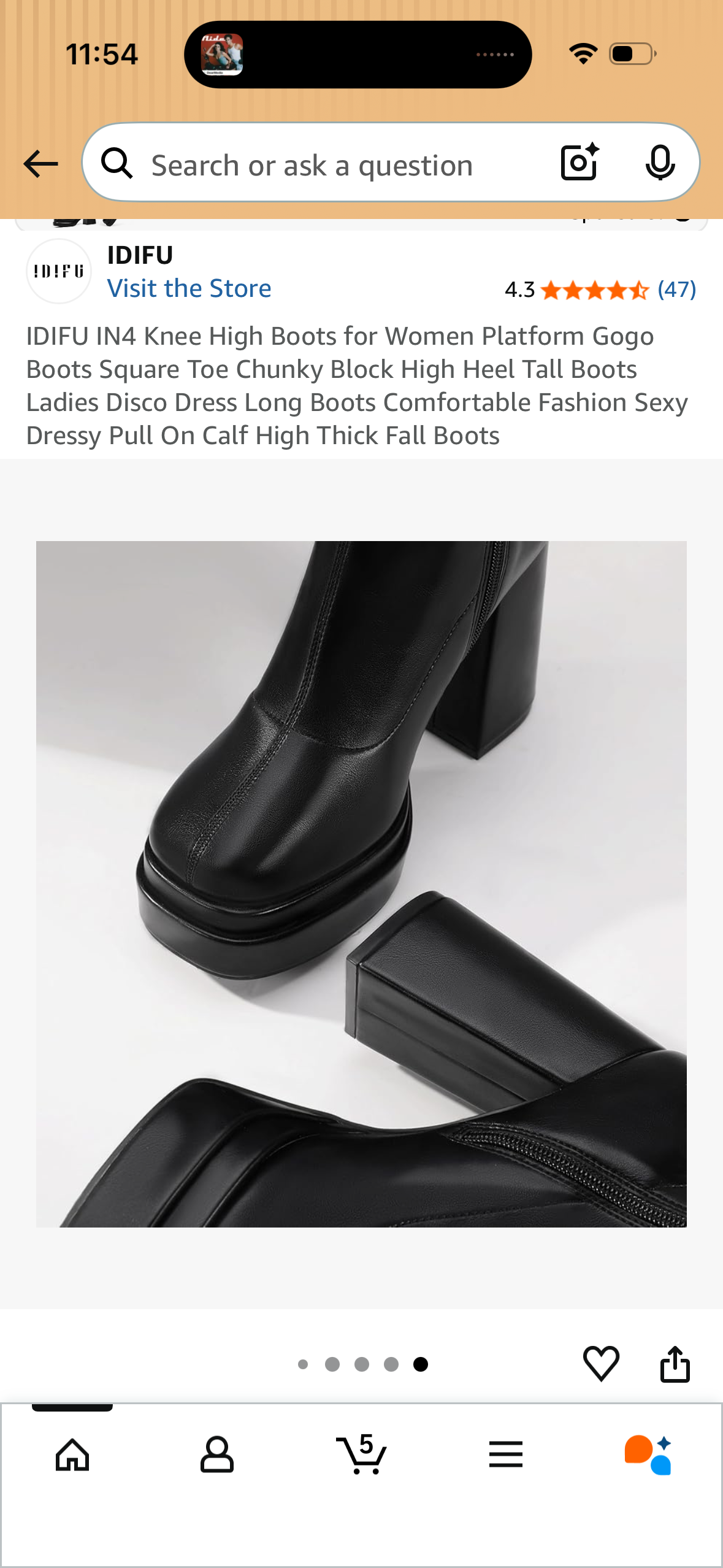 IDIFU IN4 Knee High Boots for Women Platform Gogo Boots Square Toe Chunky Block High Heel Tall Boots Ladies Disco Dress Long Boots Comfortable Fashion Sexy Dressy Pull On Calf High Thick Fall Boots (Size US 8 Women’s)