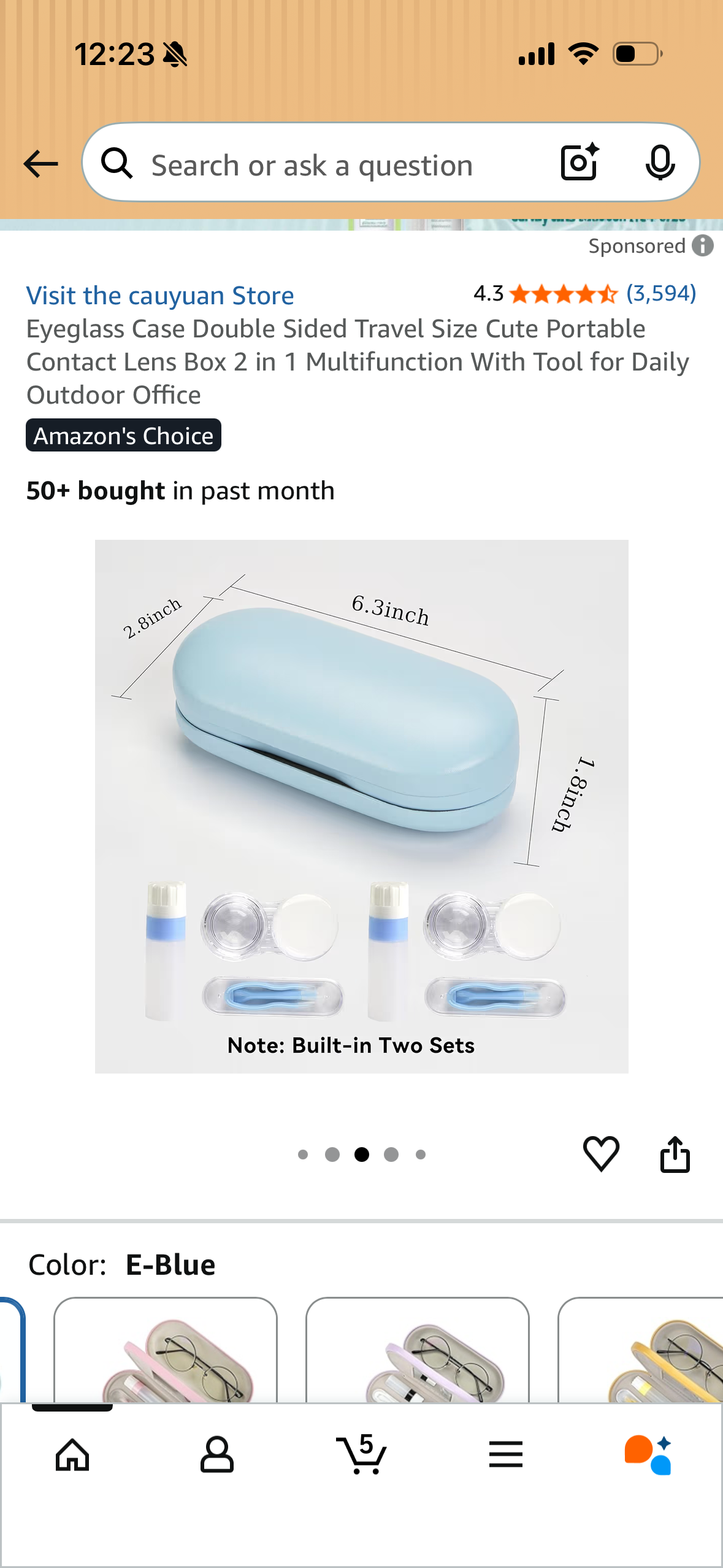 Eyeglass Case Double Sided Travel Size Cute Portable Contact Lens Box 2 in 1 Multifunction With Tool for Daily Outdoor Office