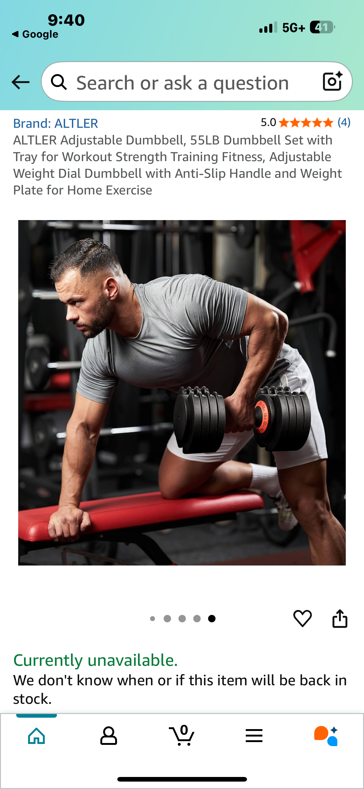 ALTLER Adjustable Dumbbell, 55LB Dumbbell Set with Tray for Strength Training Fitness (W496)