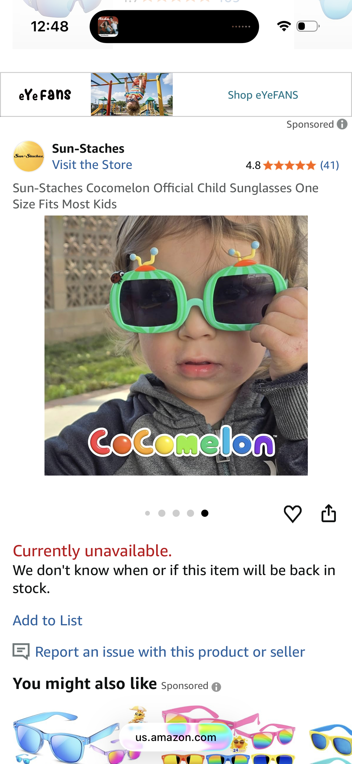 Sun-Staches Cocomelon Official Child Sunglasses One Size Fits Most Kids