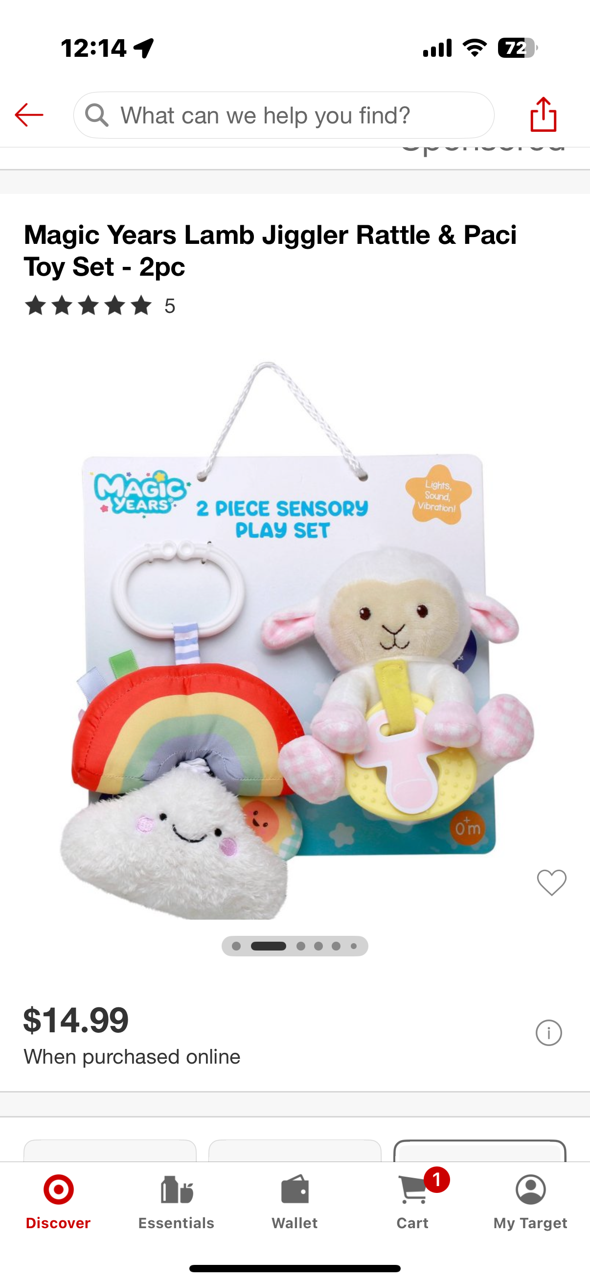 Magic Years Lamb Jiggler Rattle & Paci Toy Set - 2pc