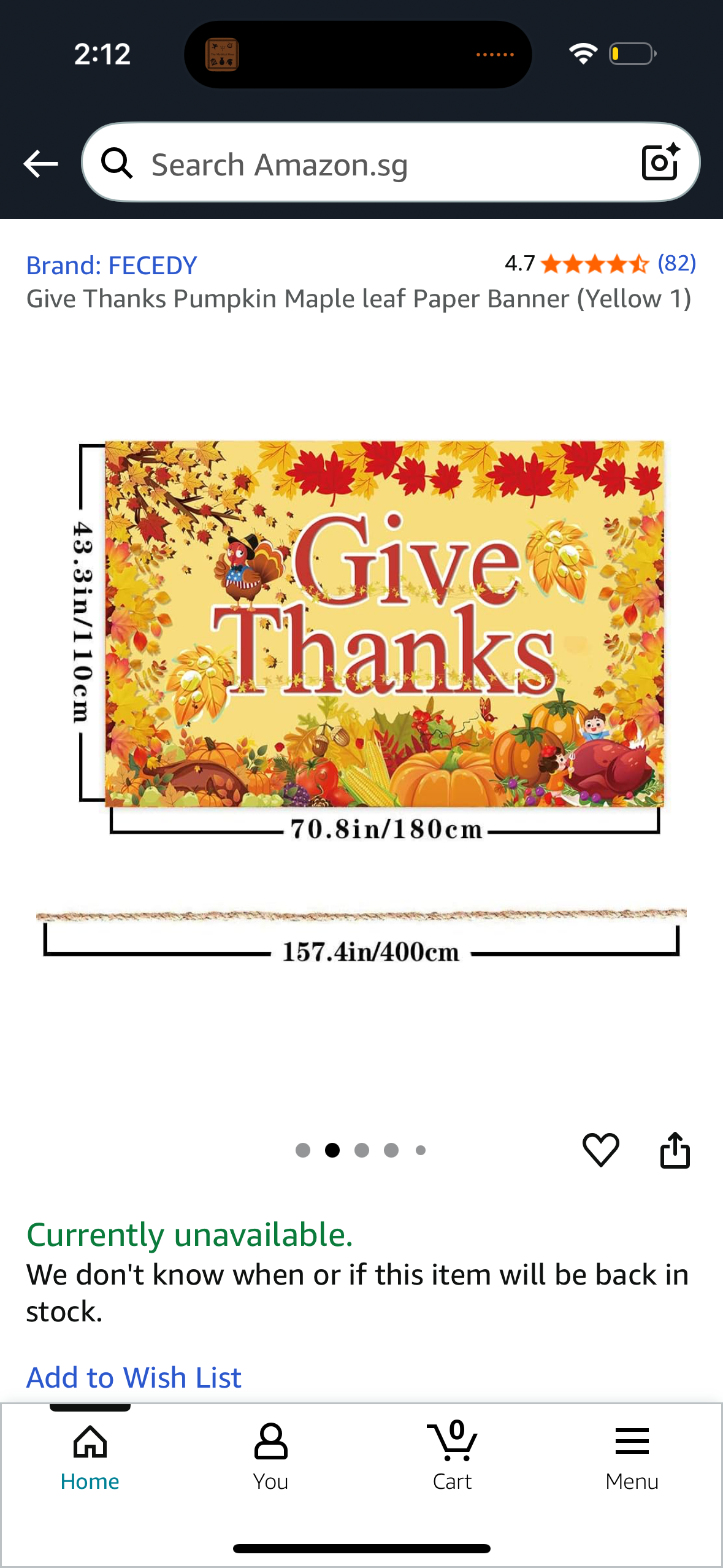 Give Thanks Pumpkin Maple leaf Paper Banner (Yellow 1)