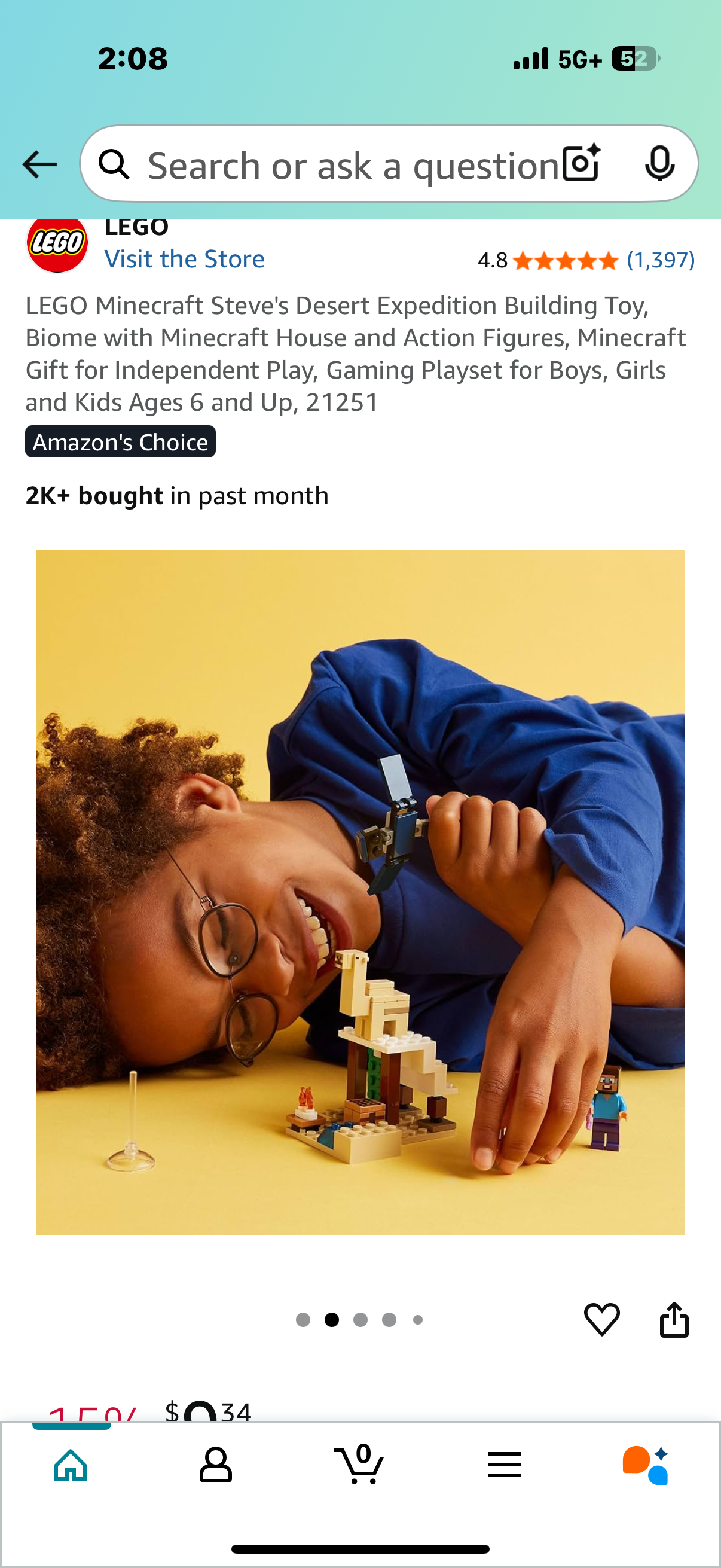 LEGO Minecraft Steve's Desert Expedition Building Toy, Biome with Minecraft House and Action Figures, Minecraft Gift for Independent Play