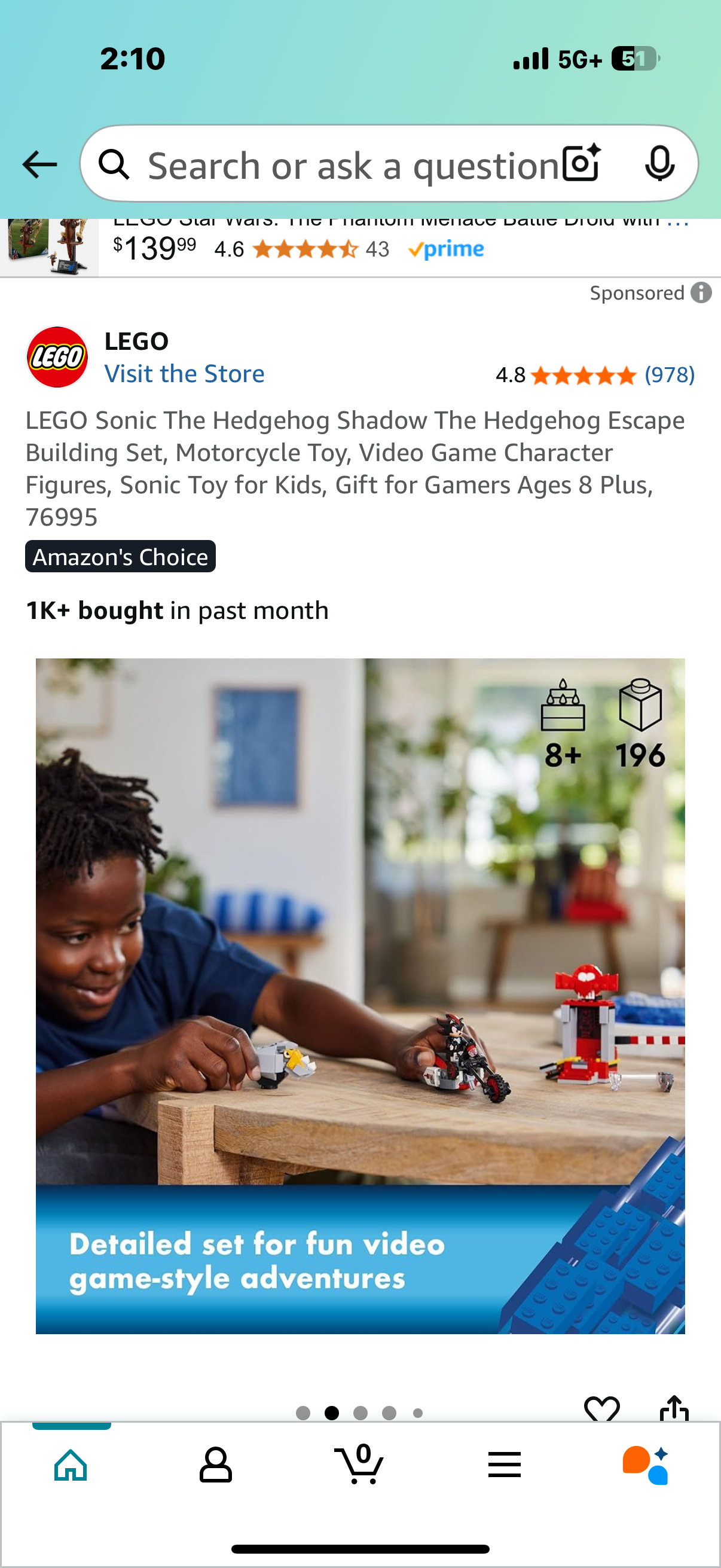 LEGO Sonic The Hedgehog Shadow The Hedgehog Escape Building Set, Motorcycle Toy, Video Game Character Figures