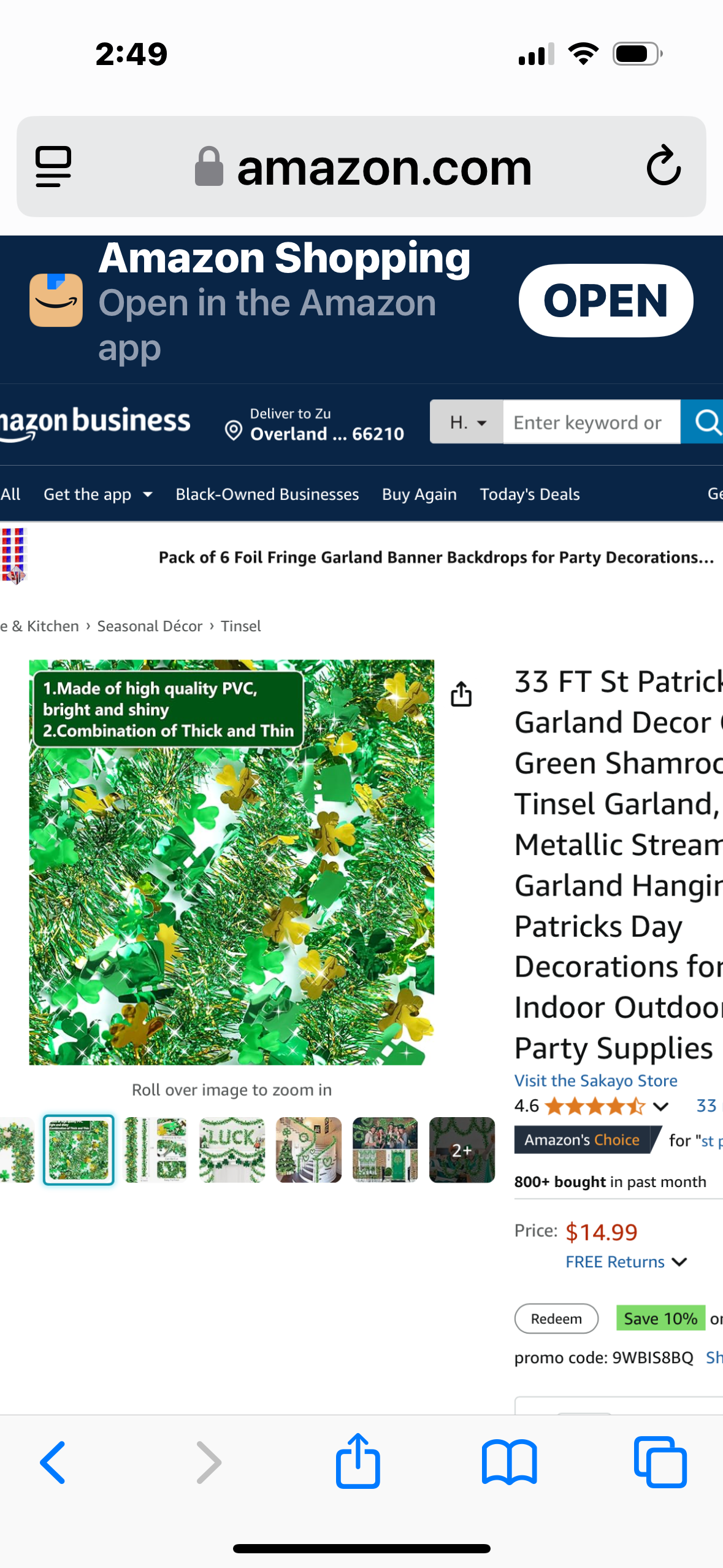 2 packages 33 FT St Patricks Day Garland Decor Gold Green Shamrock Hat Tinsel Garland, Shiny Metallic Streamer Twist Garland Hanging St Patricks Day Decorations for Home Indoor Outdoor Irish Party Supplies
