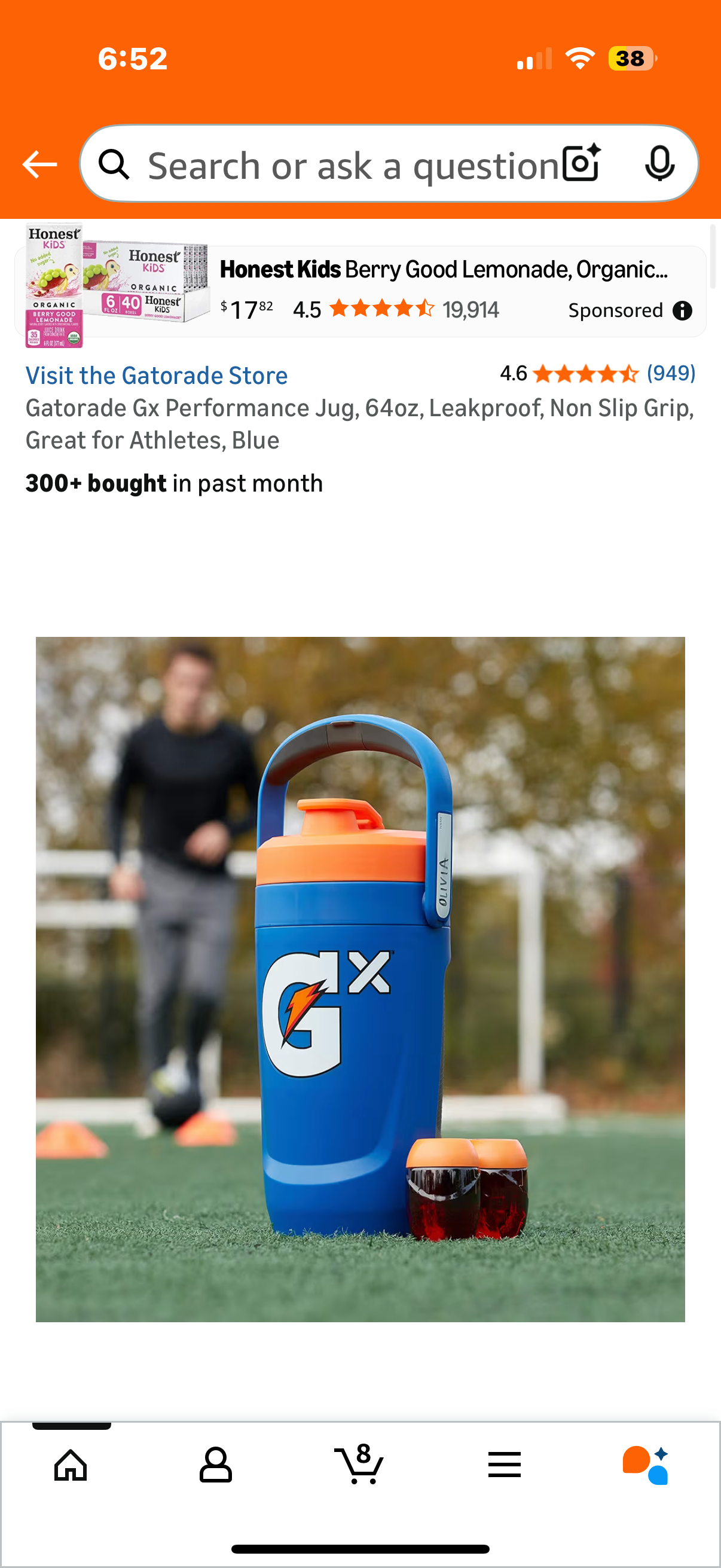 Gatorade Gx Performance Jug, 64oz, Leakproof, Non Slip Grip, Great for Athletes, Blue