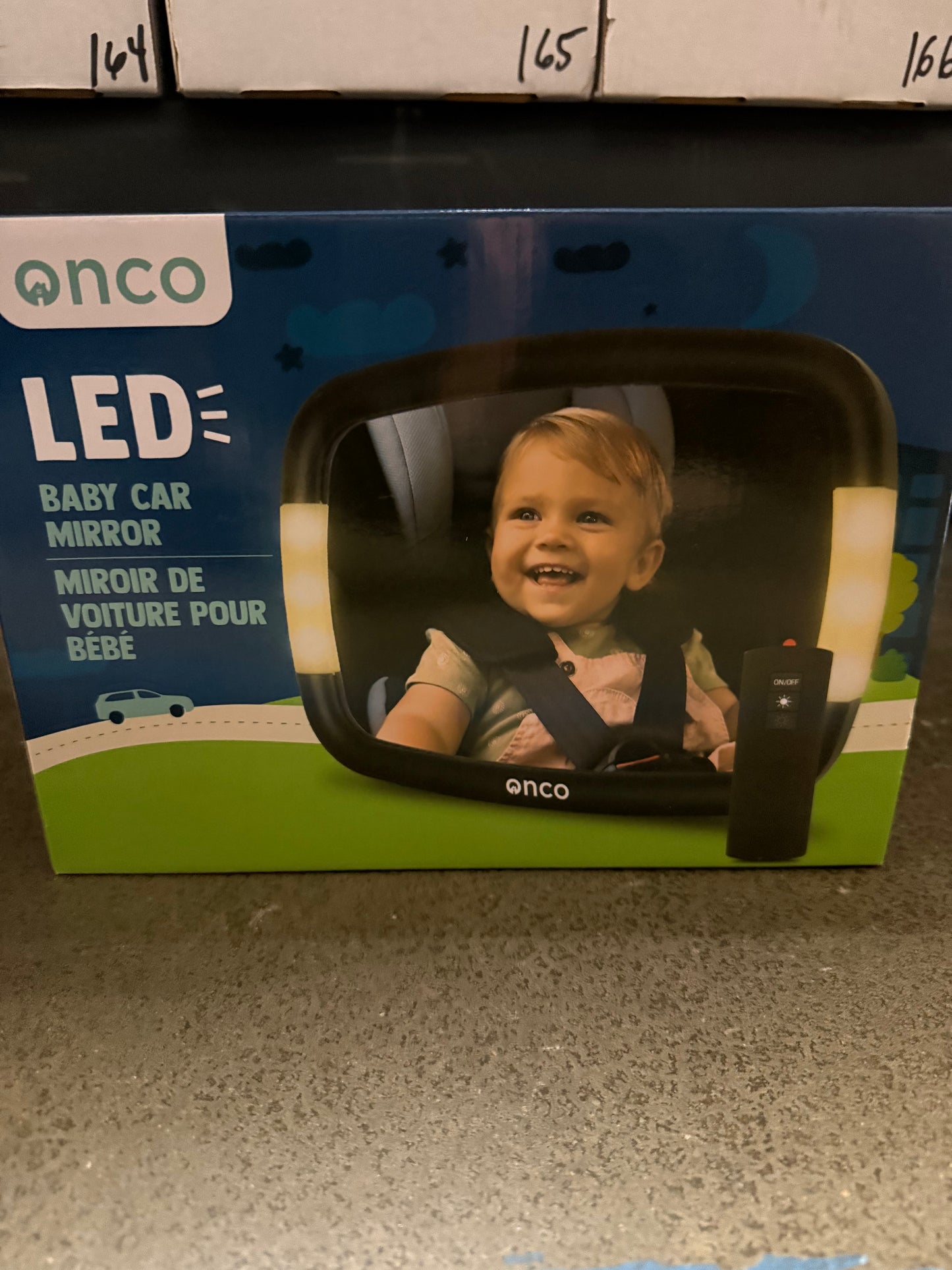 Onco LED Baby Car Mirror with Light - 2 Modes for Day & Night Driving, 100% Shatterproof & Shakeproof Car Mirror for Baby with 360° Rotation