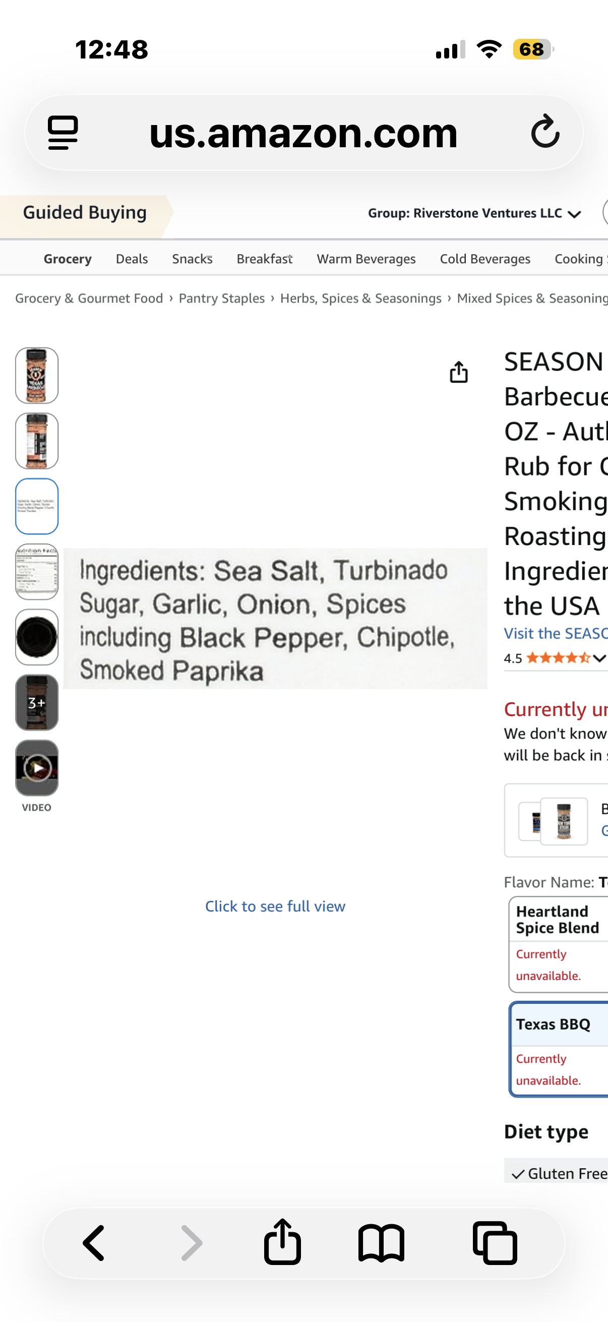 SEASON 1 Texas Barbecue Seasoning, 5 OZ - Authentic BBQ Rub for Grilling, Smoking, and Roasting - All-Natural Ingredients - Made in the USA