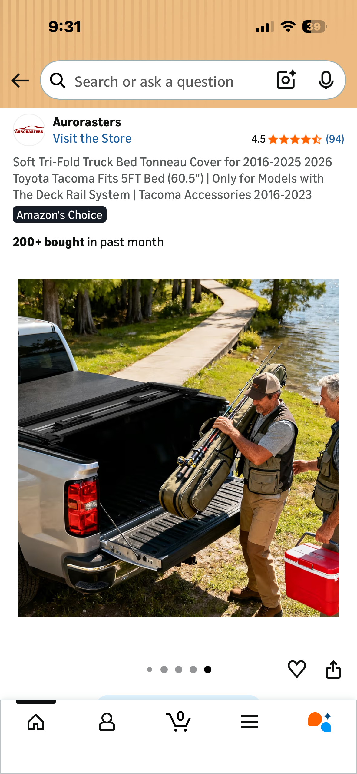 Soft Tri-Fold Truck Bed Tonneau Cover for 2016-2025 2026 Toyota Tacoma Fits 5FT Bed (60.5") | Only for Models with The Deck Rail System | Tacoma Accessories 2016-2023 (G1044)x