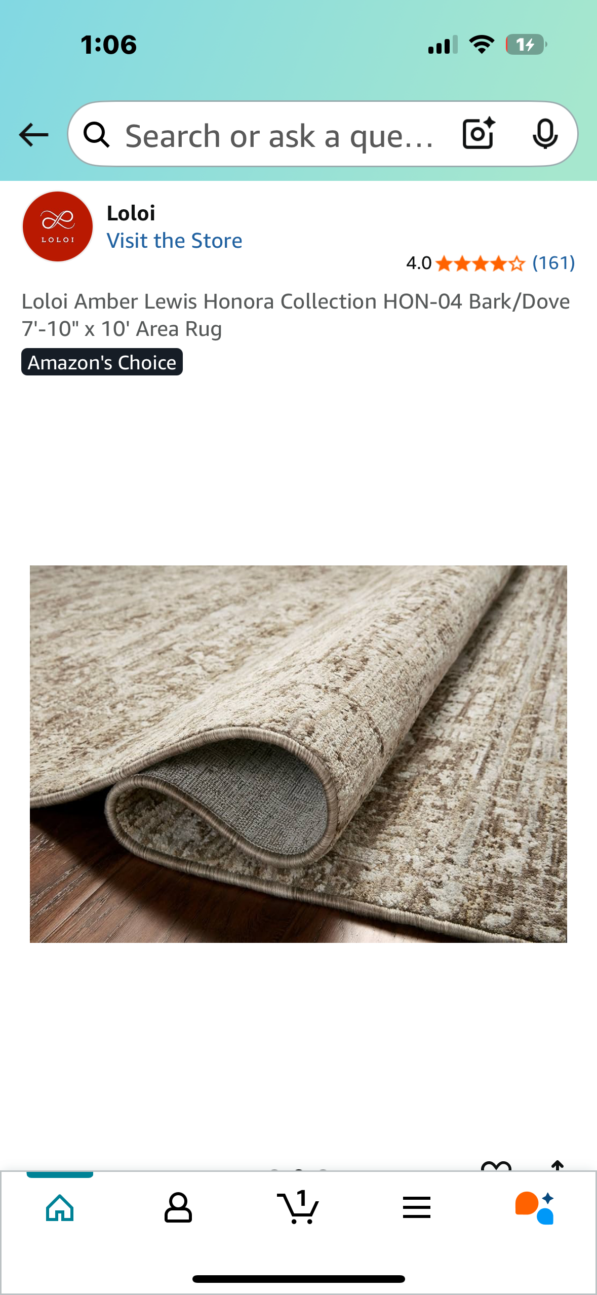 Loloi Amber Lewis Honora Collection HON-04 Bark/Dove 7'-10" x 10' Area Rug (L983)